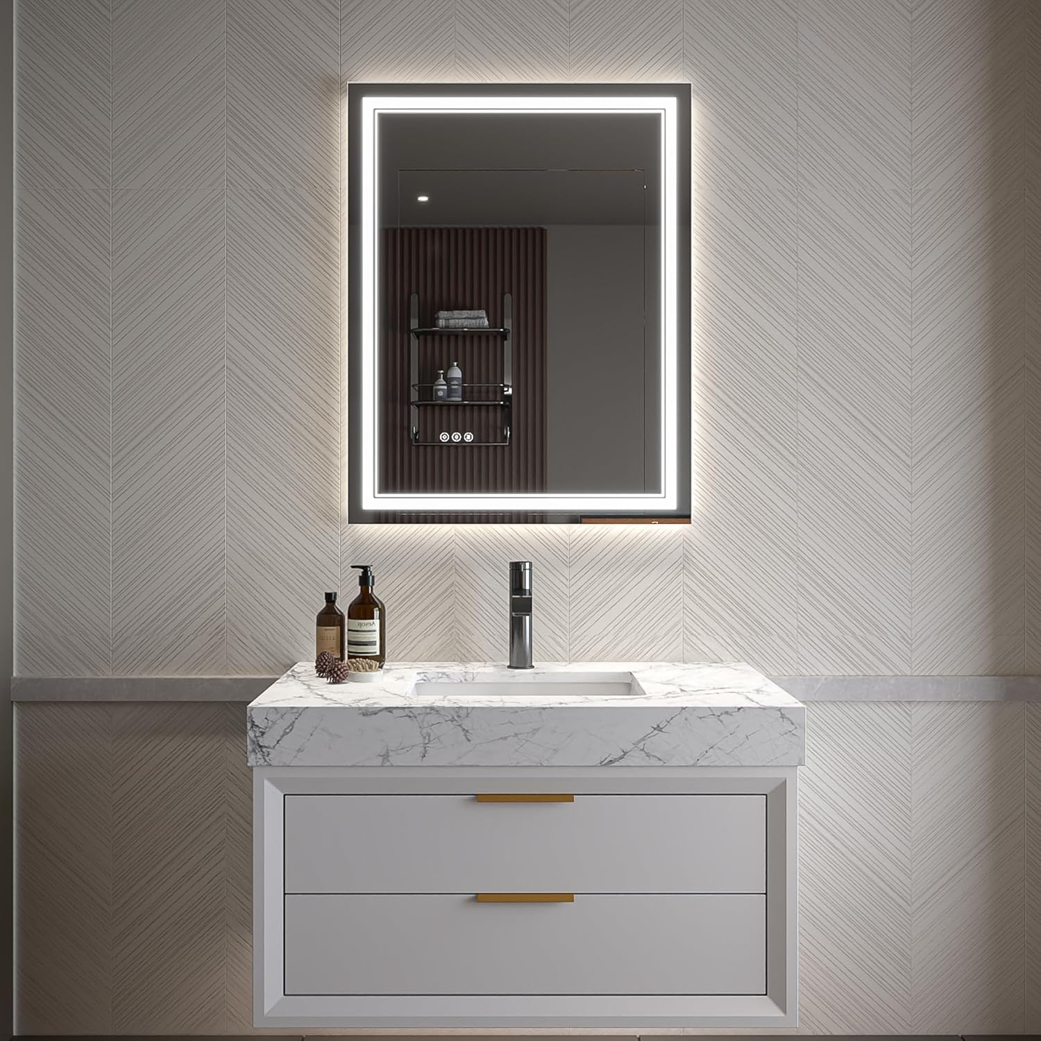 LED Bathroom Mirror – Anti-Fog, Dimmable Front & Backlit Wall Mirror 36” x 28"