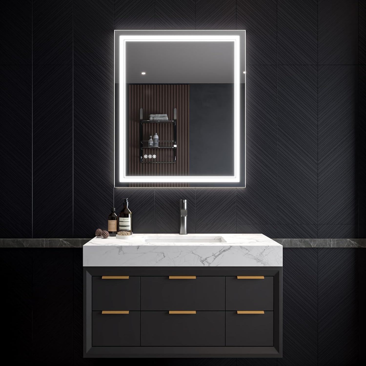 LED Bathroom Mirror – Anti-Fog, Dimmable Front & Backlit Wall Mirror 36” x 30"