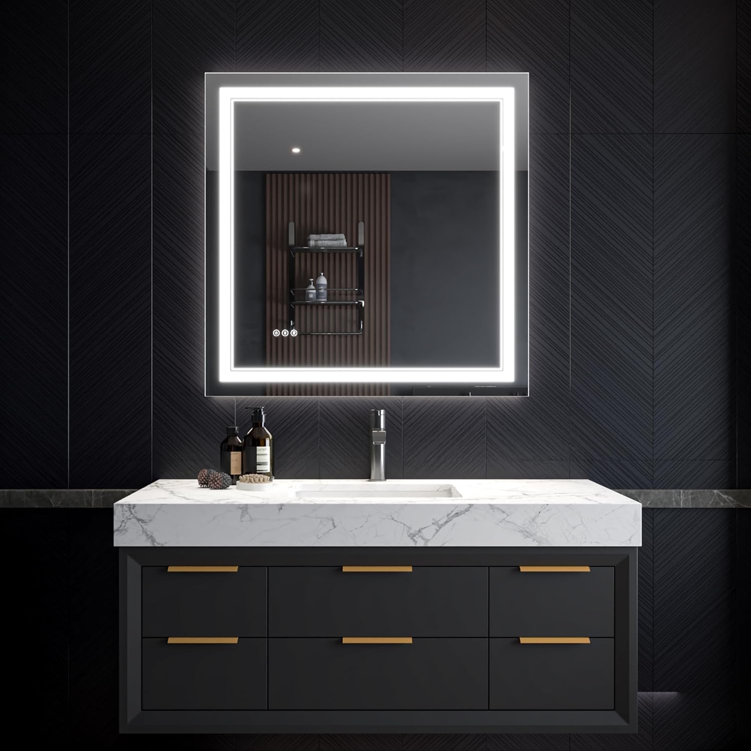 LED Bathroom Mirror – Anti-Fog, Dimmable Front & Backlit Wall Mirror 36” x 36"
