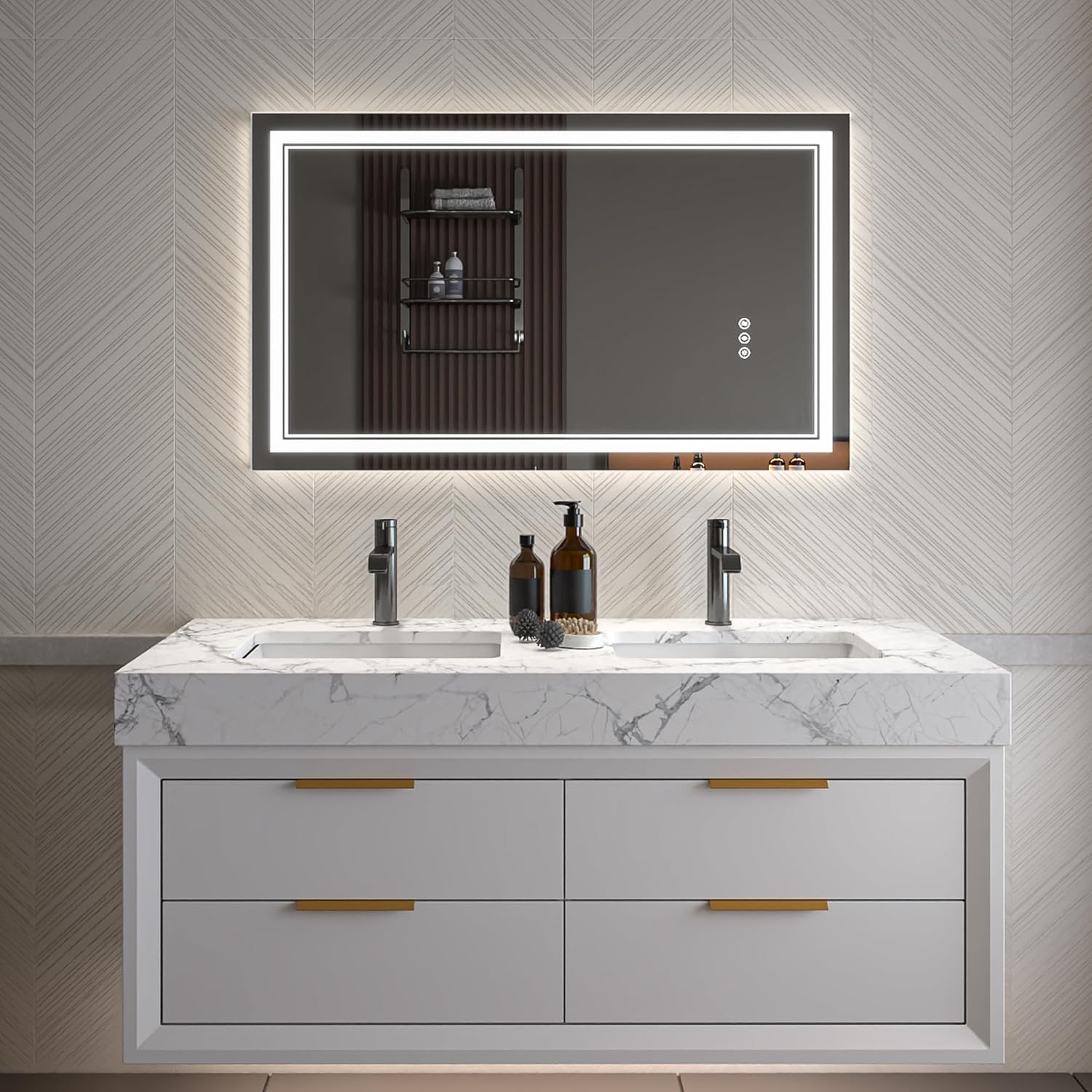 LED Bathroom Mirror – Anti-Fog, Dimmable Front & Backlit Wall Mirror 24” x 40"