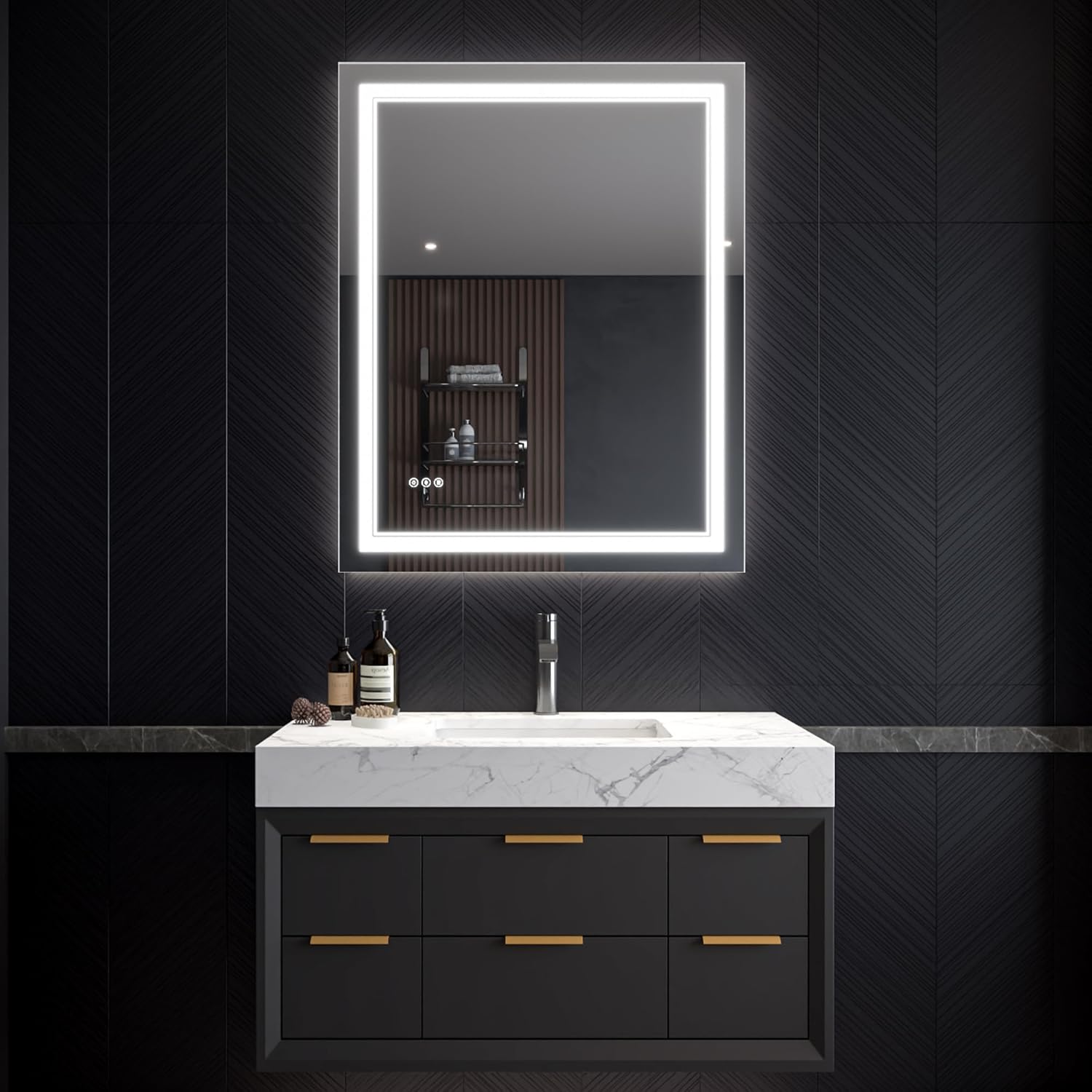 LED Bathroom Mirror – Anti-Fog, Dimmable Front & Backlit Wall Mirror 32” x 40"