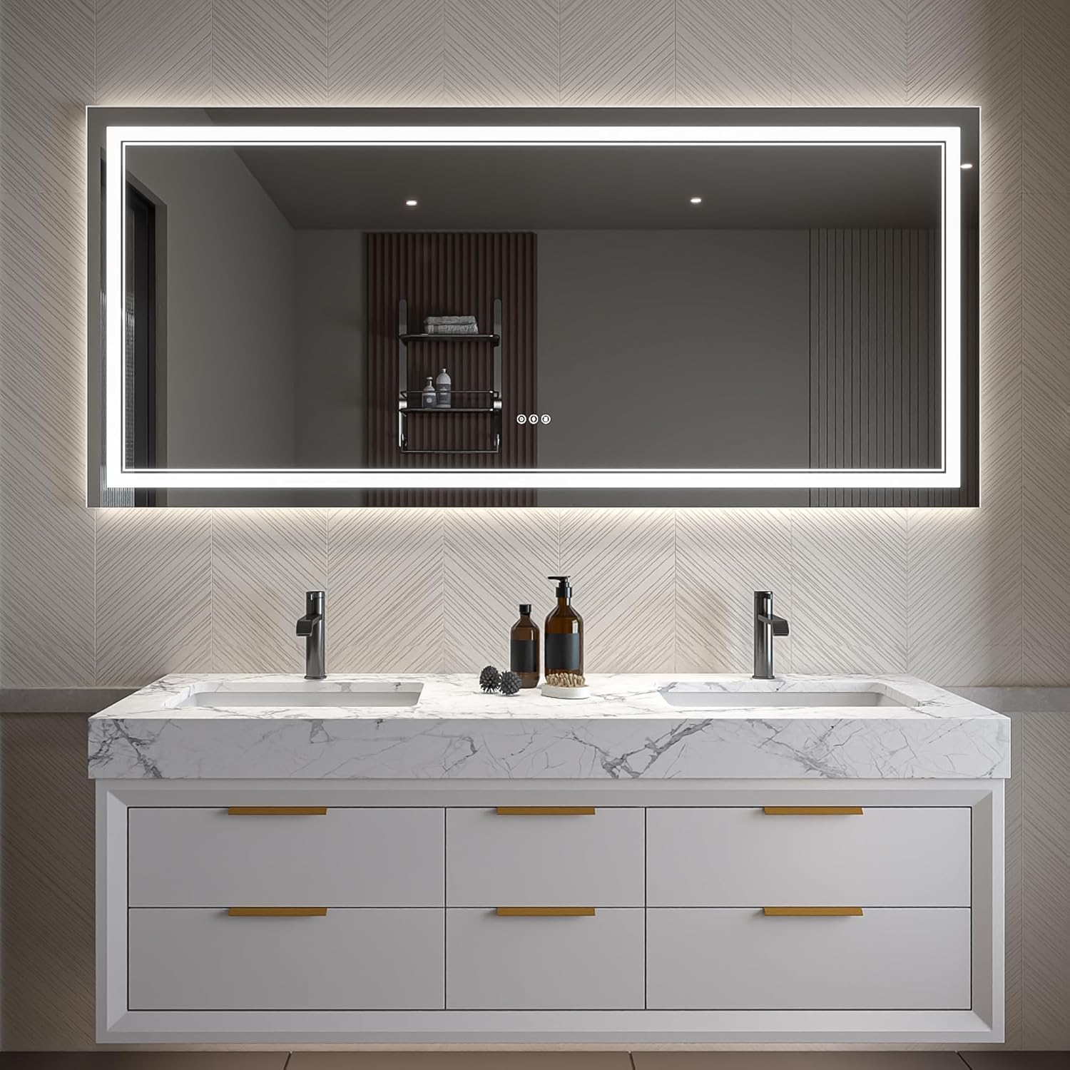 LED Bathroom Mirror – Anti-Fog, Dimmable Front & Backlit Wall Mirror 28” x 60"