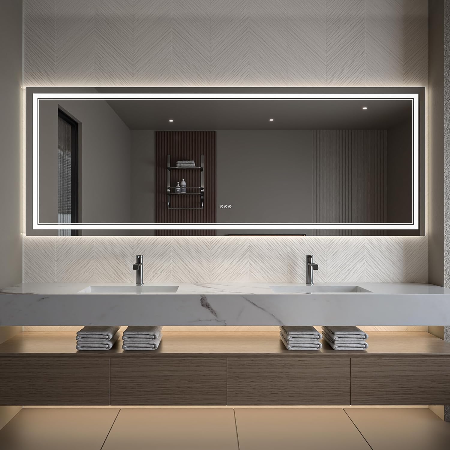 LED Bathroom Mirror – Anti-Fog, Dimmable Front & Backlit Wall Mirror 36” x 96"