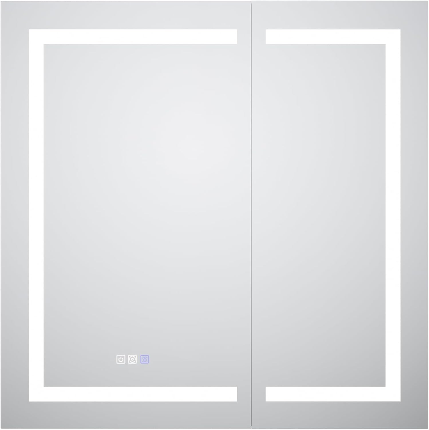 LED Medicine Cabinet with Anti-Fog Mirror, Dimmable Lighting & Built-In Outlets 36" x 36" Double Door