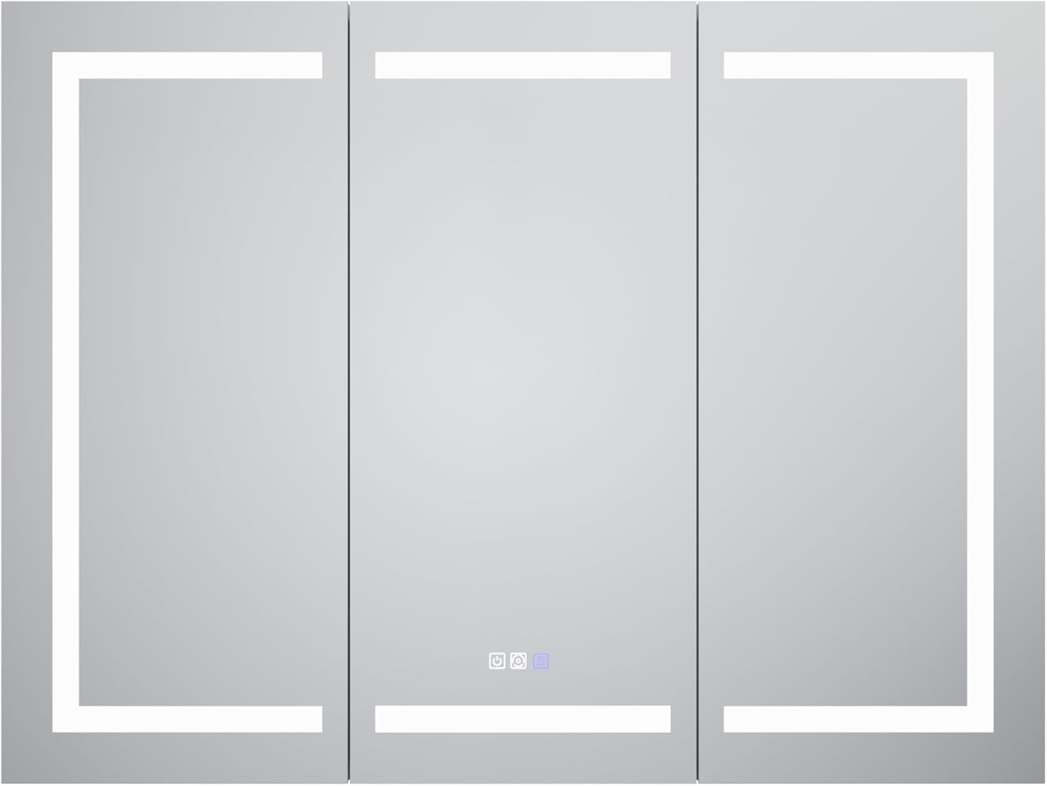LED Medicine Cabinet with Triple Door, Anti-Fog Mirror, Dimmable Lighting & Built-In Outlets 48" x 36"