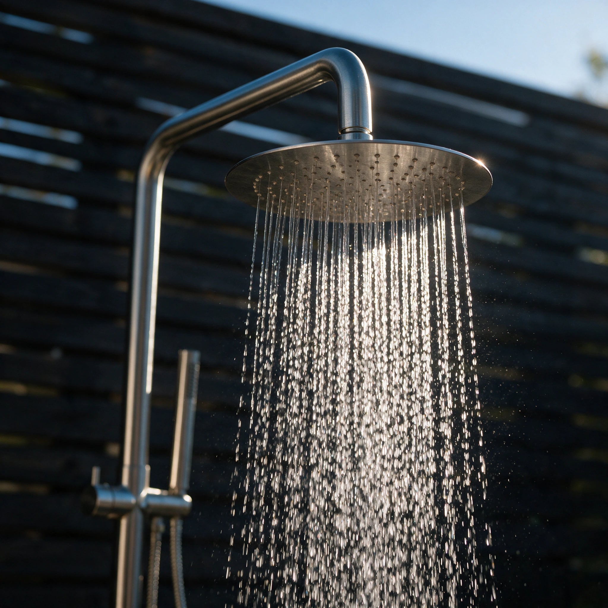 Freestanding Outdoor Shower, Stainless Steel Brushed