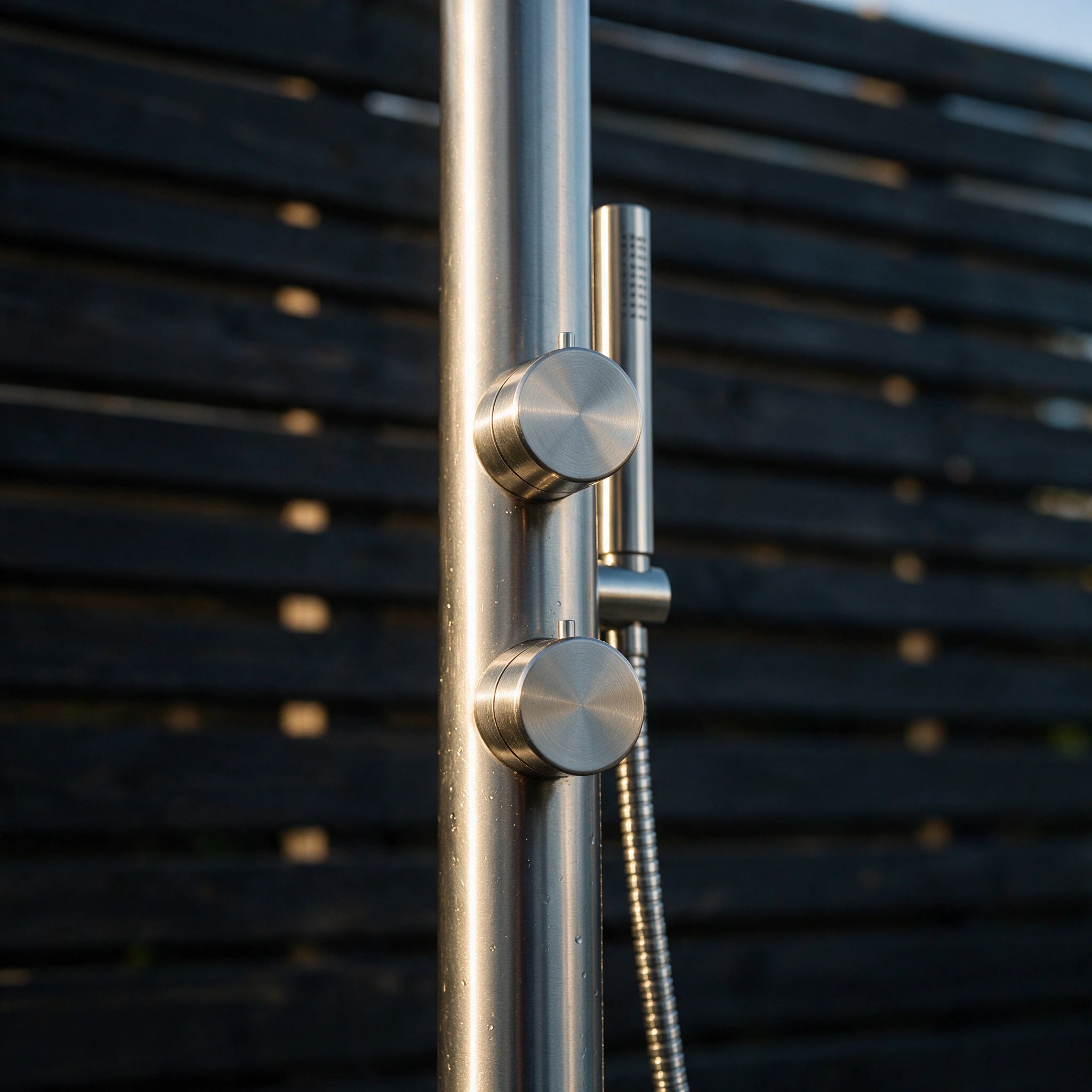 Freestanding Outdoor Shower, Stainless Steel Brushed