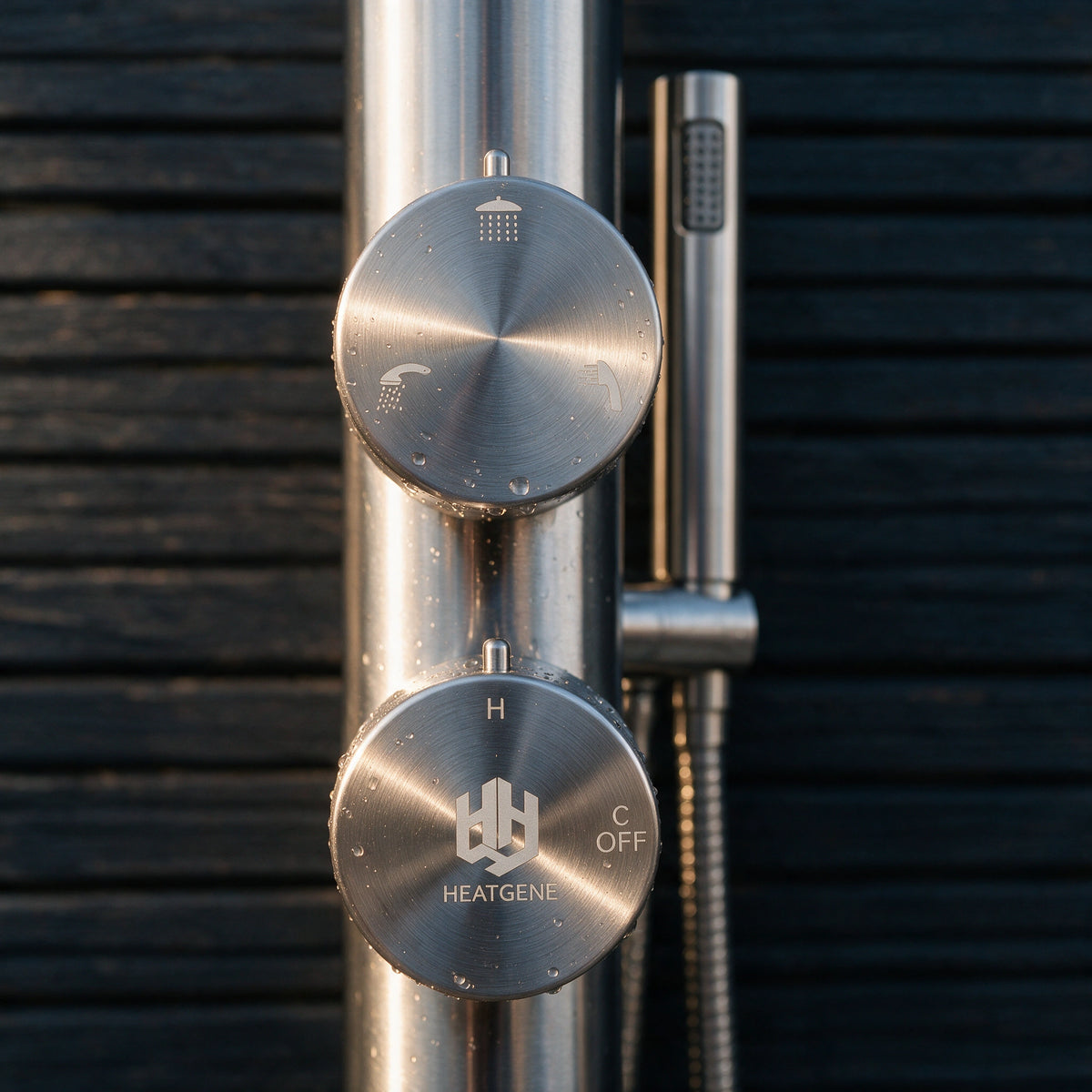Freestanding Outdoor Shower Stainless Steel with Hand Shower Brushed