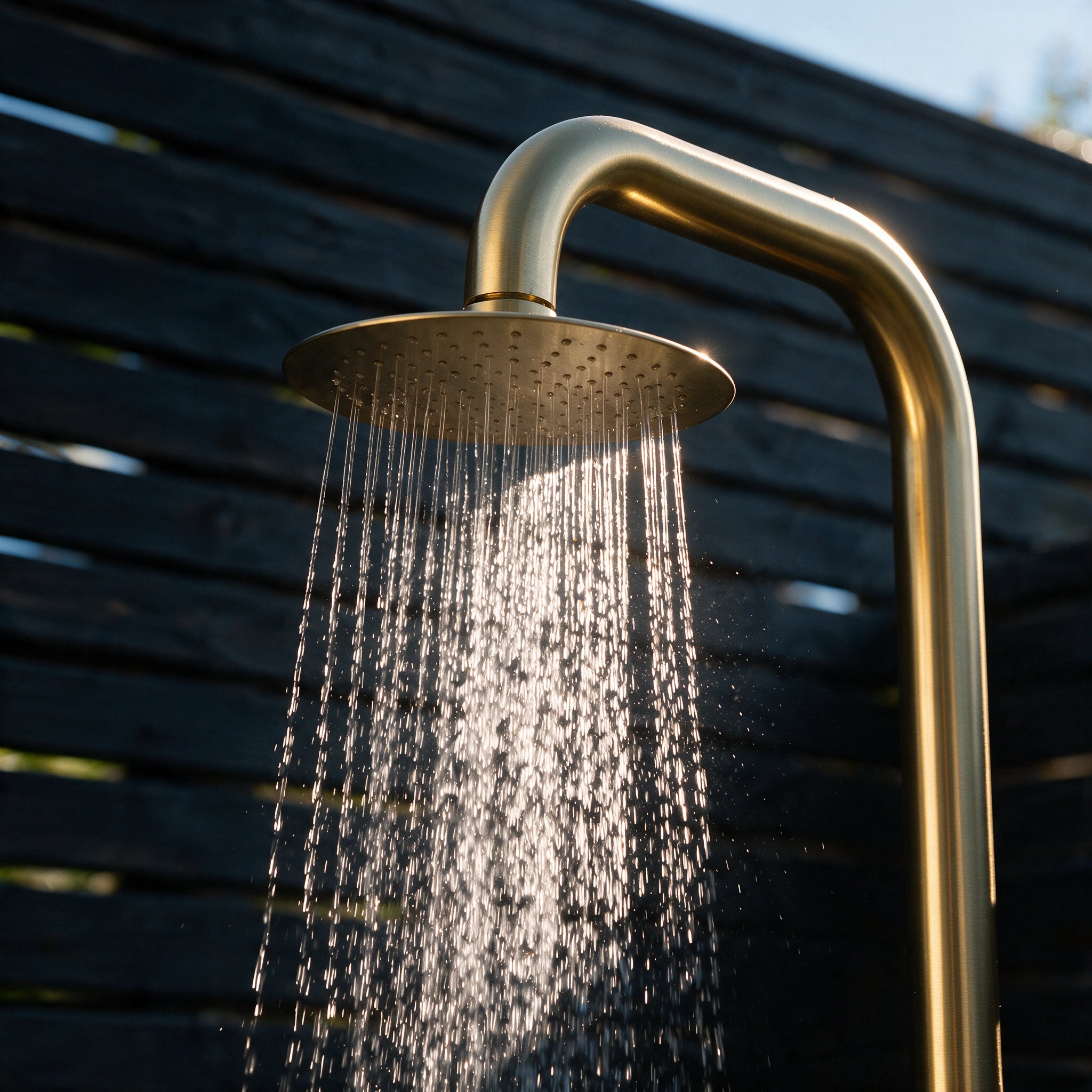 Freestanding Outdoor Shower Stainless Steel with Hand Shower Gold