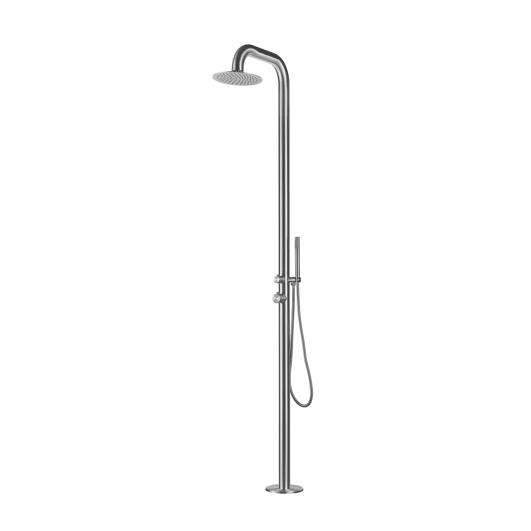 Freestanding Outdoor Shower Stainless Steel with Hand Shower Brushed