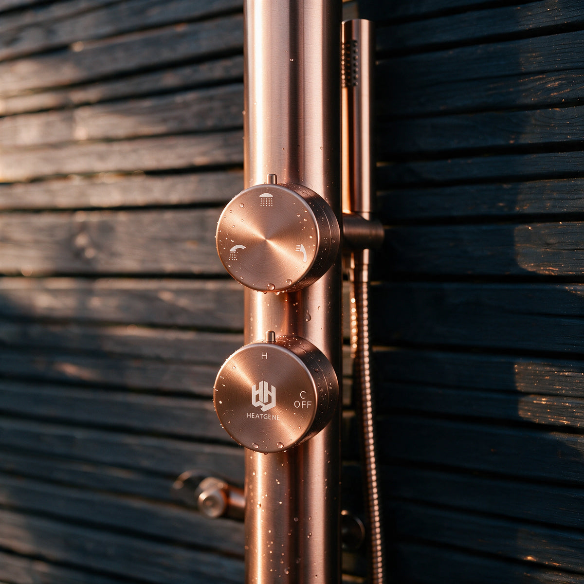 Outdoor/Indoor Shower, Wall-Mounted, Stainless Steel Rose Gold