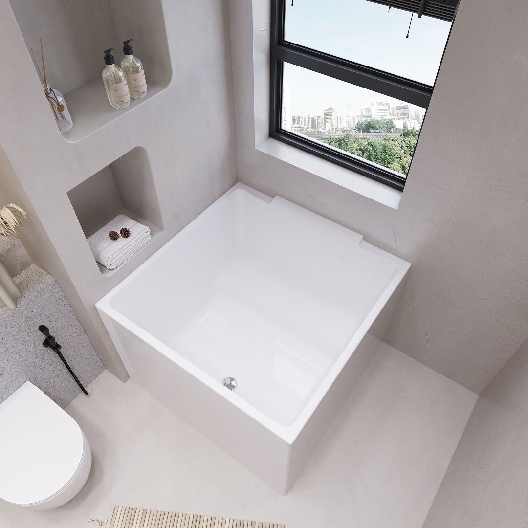 Freestanding Bathtub, 39" Square Acrylic, Contemporary Soaking Tub,UPC Certified Drain & Overflow Included