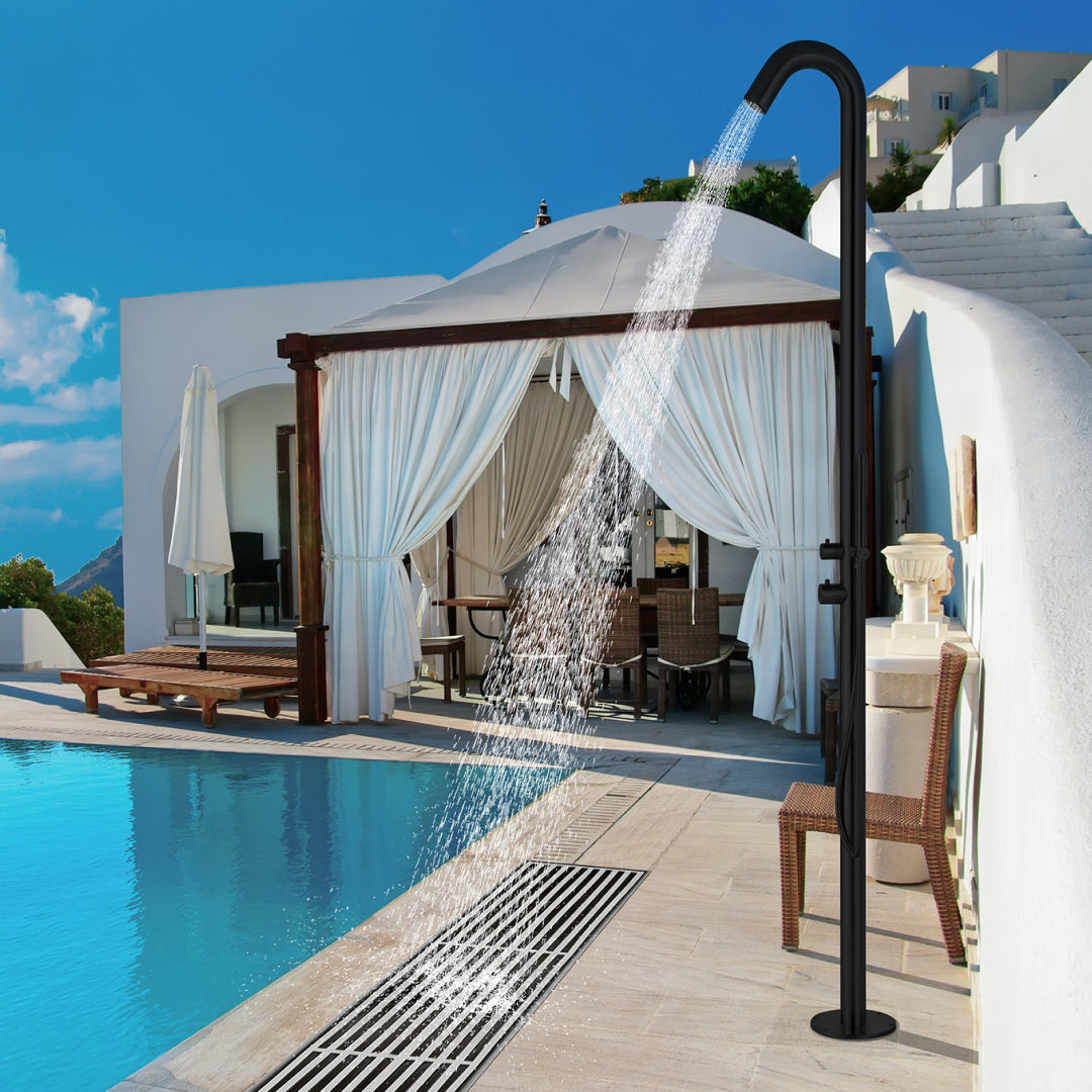 Freestanding Outdoor Shower Stainless Steel with Handheld Shower Matte Black