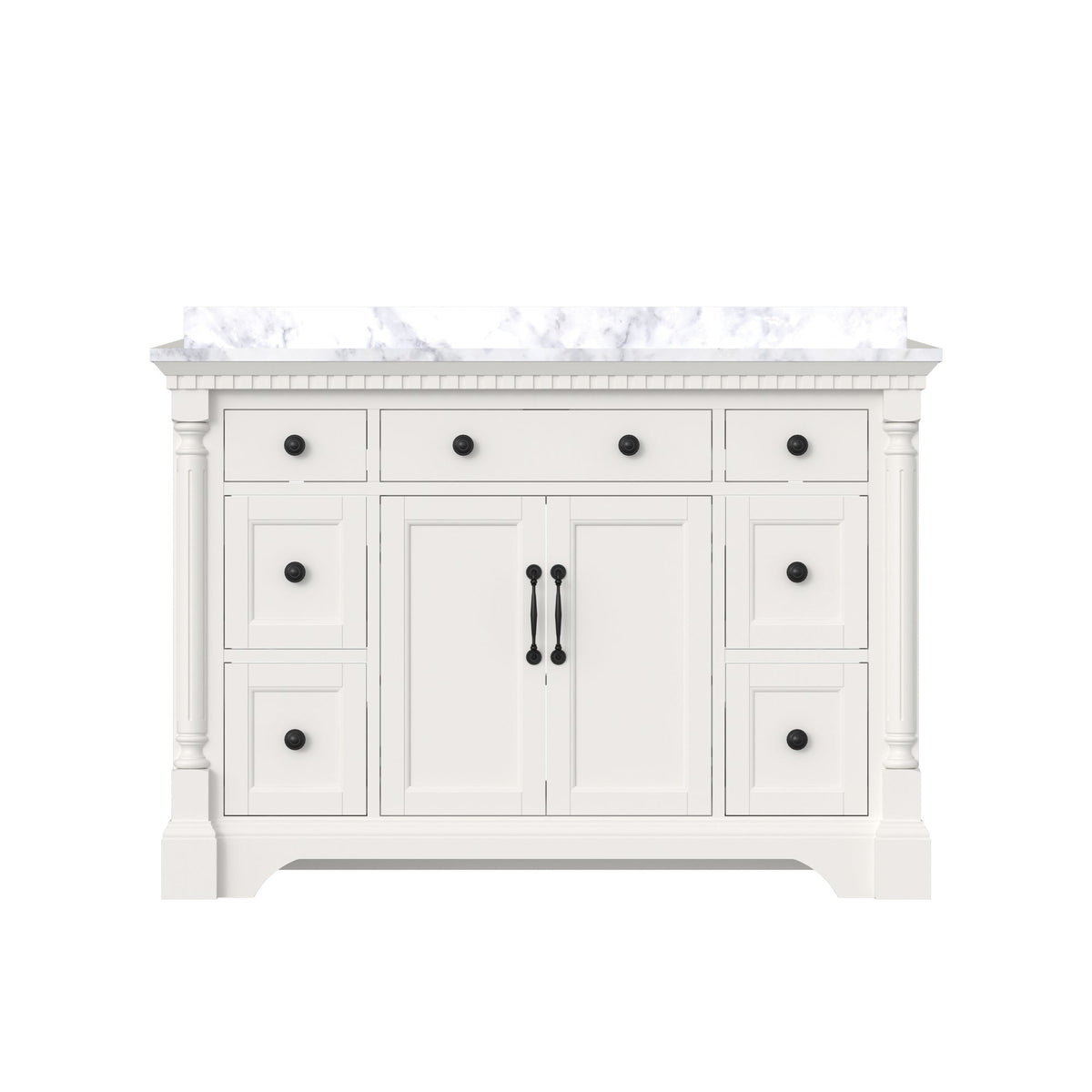 Acro 48" Single Sink Freestanding Bath Vanity with Stone Top, Solid Wood, Soft-Close, Assembled