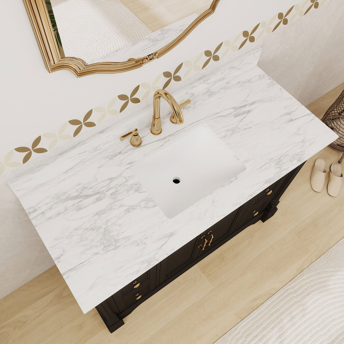 Acro 48" Single Sink Freestanding Bath Vanity with Stone Top, Solid Wood, Soft-Close, Assembled