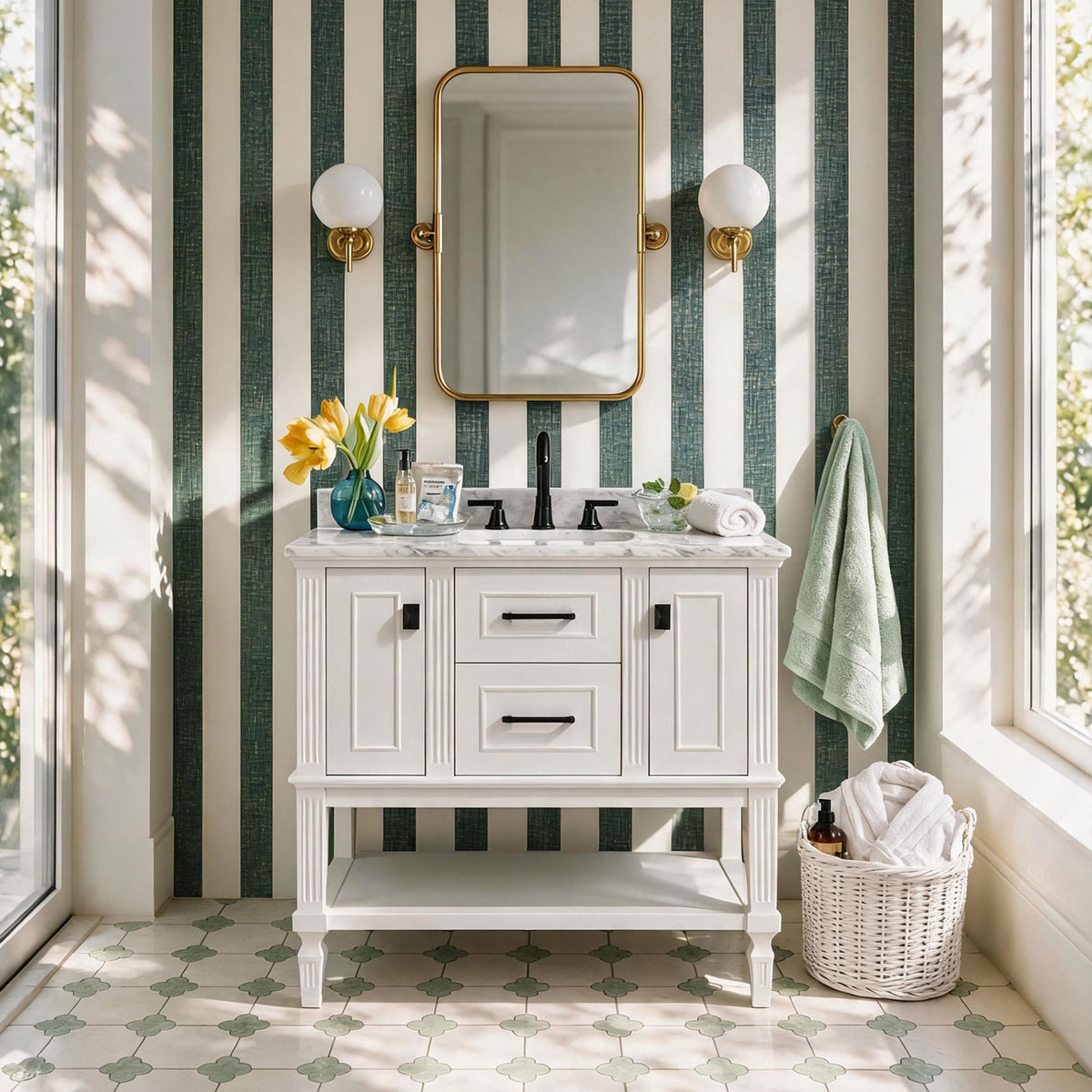 Bosun 36" Single Sink Freestanding Bath Vanity with Stone Top, Solid Wood, Soft-Close, Assembled