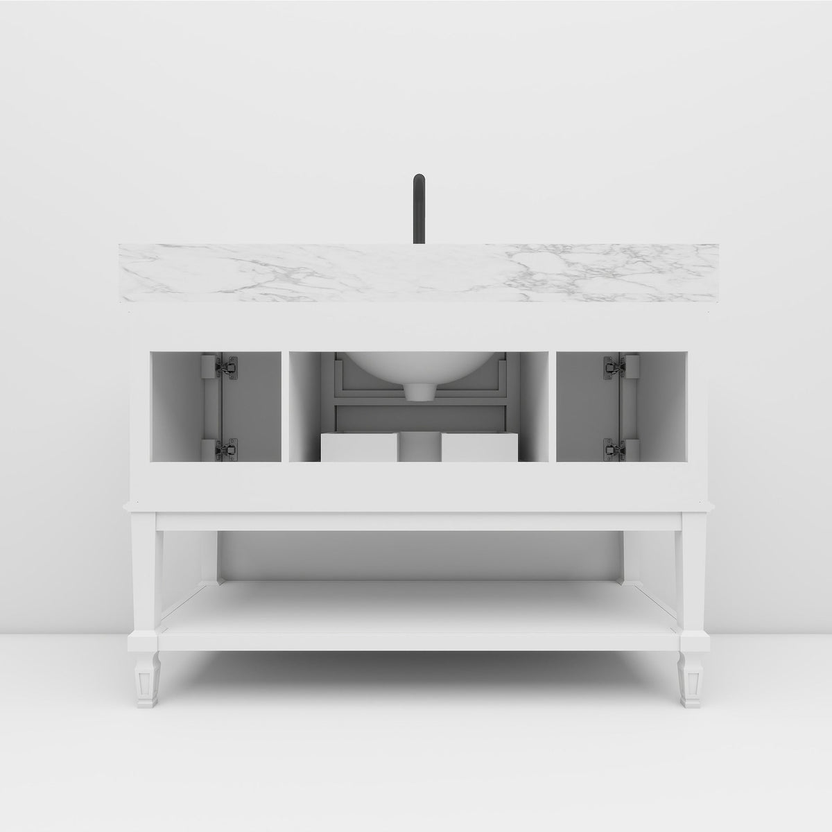 Bosun 48" Single Sink Freestanding Bath Vanity with Stone Top, Solid Wood, Soft-Close, Assembled