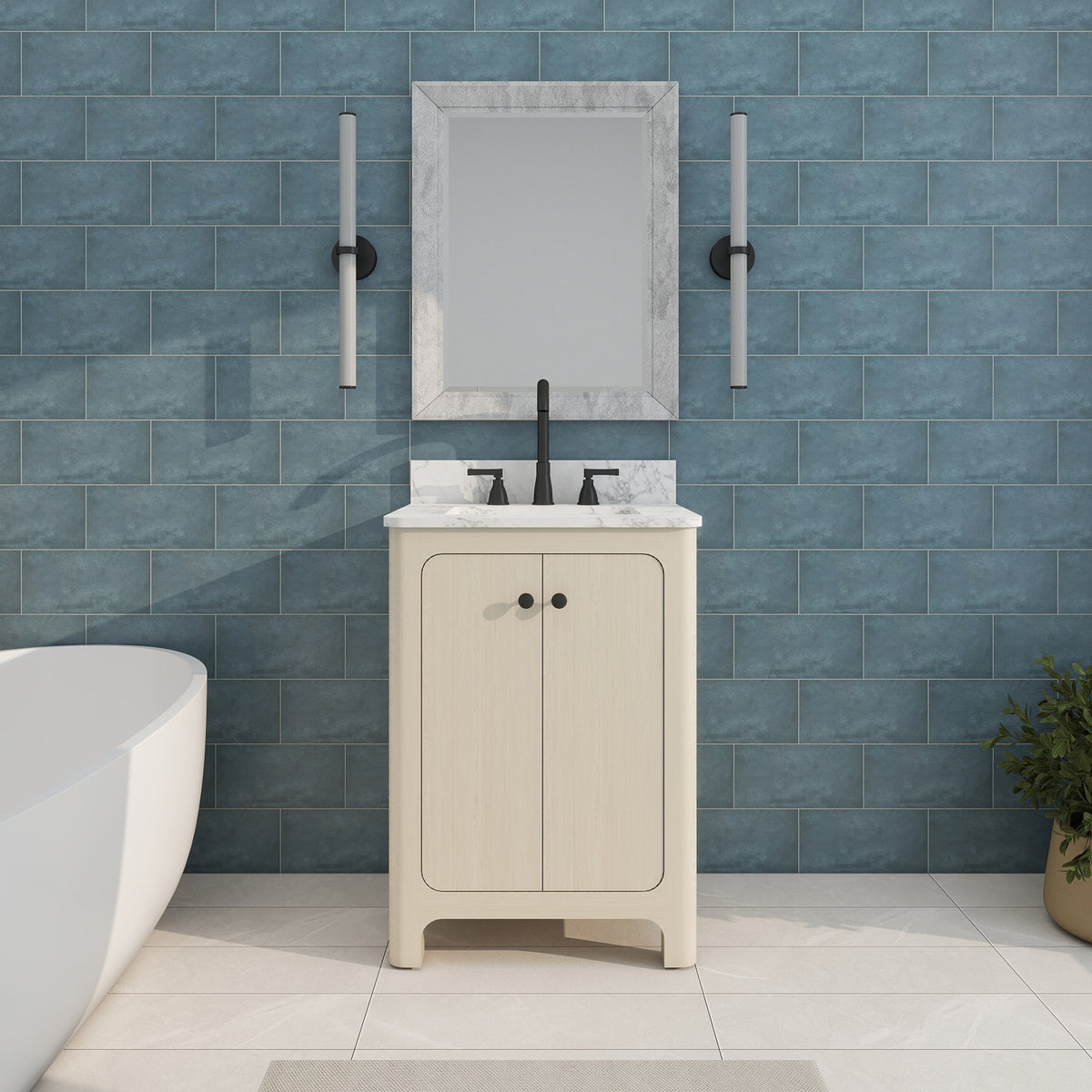 Canyon 24" Single Sink Freestanding Bath Vanity with Stone Top, Solid Wood, Soft-Close, Assembled