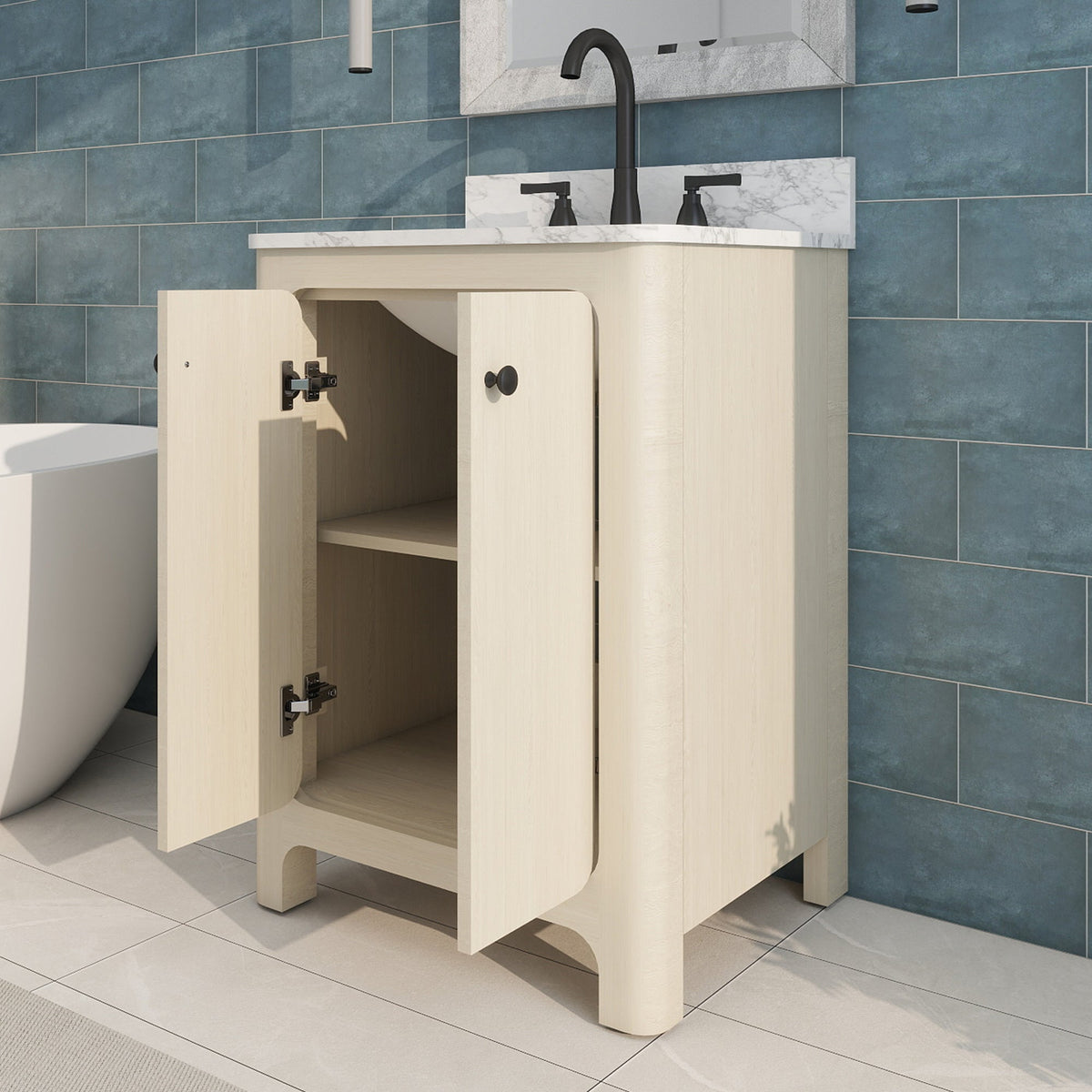 Canyon 24" Single Sink Freestanding Bath Vanity with Stone Top, Solid Wood, Soft-Close, Assembled
