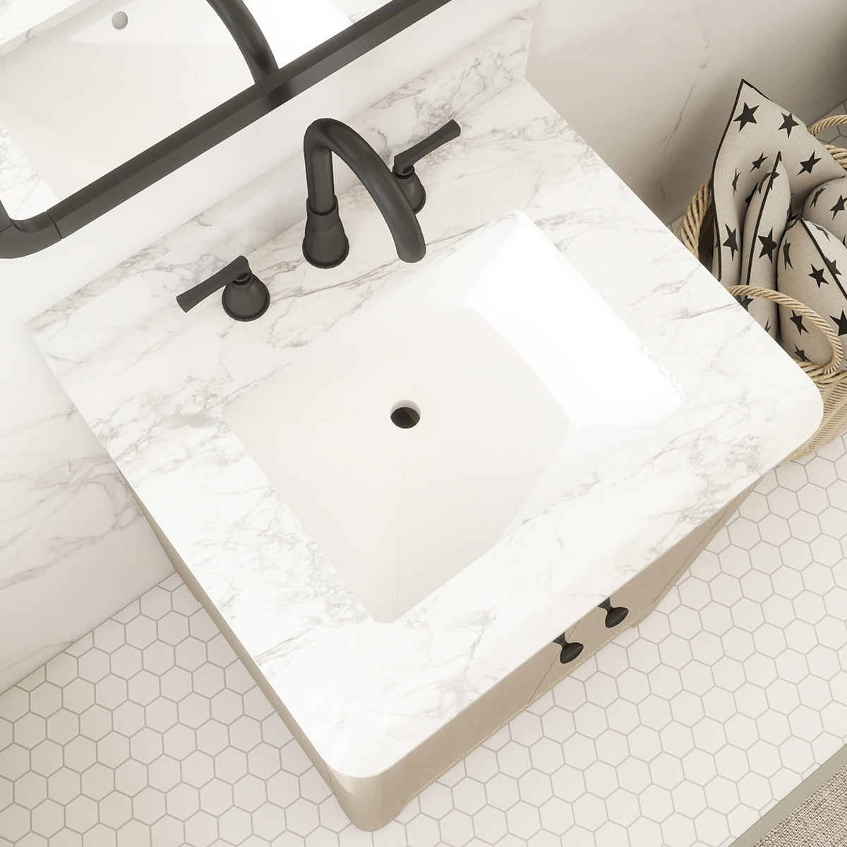 Canyon 24" Single Sink Freestanding Bath Vanity with Stone Top, Solid Wood, Soft-Close, Assembled