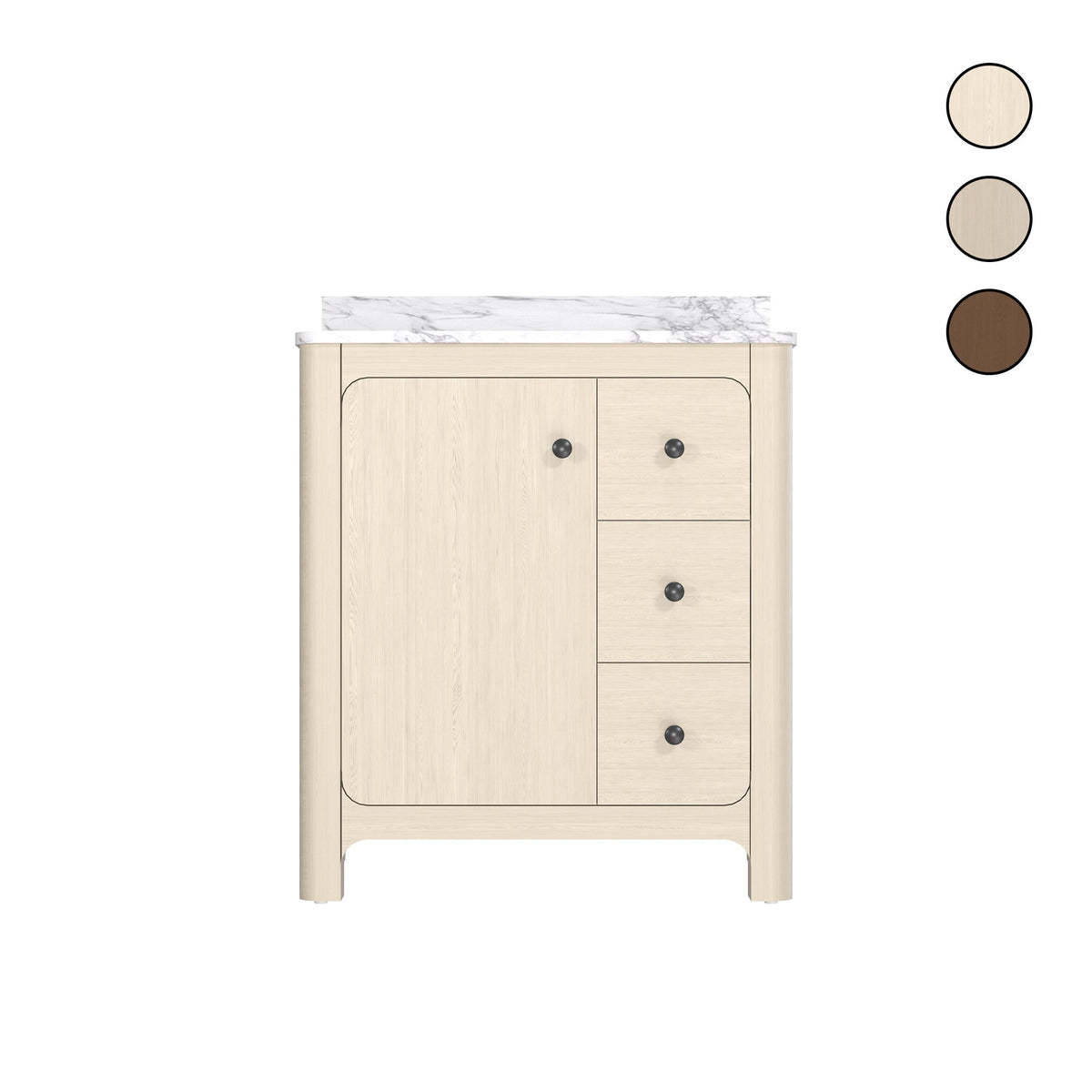 Canyon 30" Single Sink Freestanding Bath Vanity with Stone Top, Solid Wood, Soft-Close, Assembled