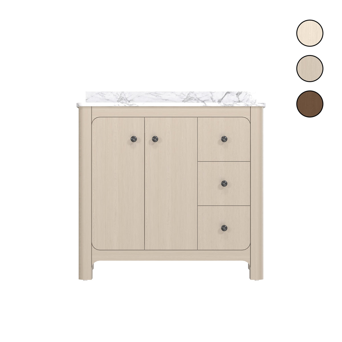 Canyon 36" Single Sink Freestanding Bath Vanity with Stone Top, Solid Wood, Soft-Close, Assembled