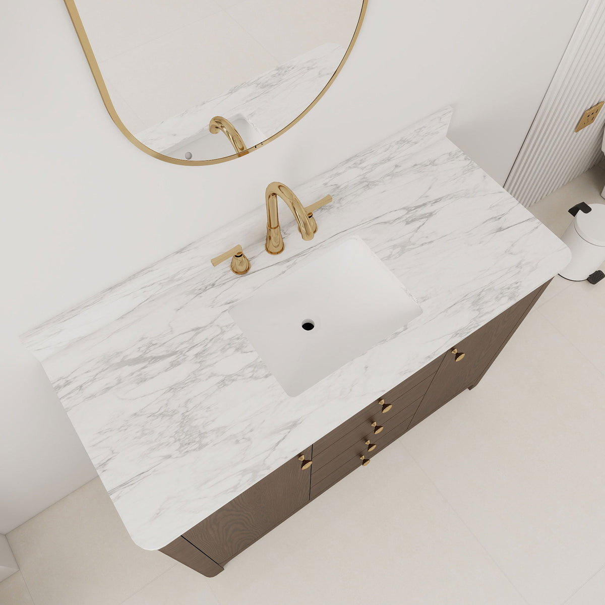 Canyon 48" Single Sink Freestanding Bath Vanity with Stone Top, Solid Wood, Soft-Close, Assembled