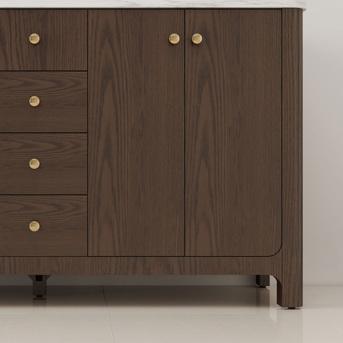 Canyon 60" Double Sink Freestanding Bath Vanity with Stone Top, Solid Wood, Soft-Close, Assembled