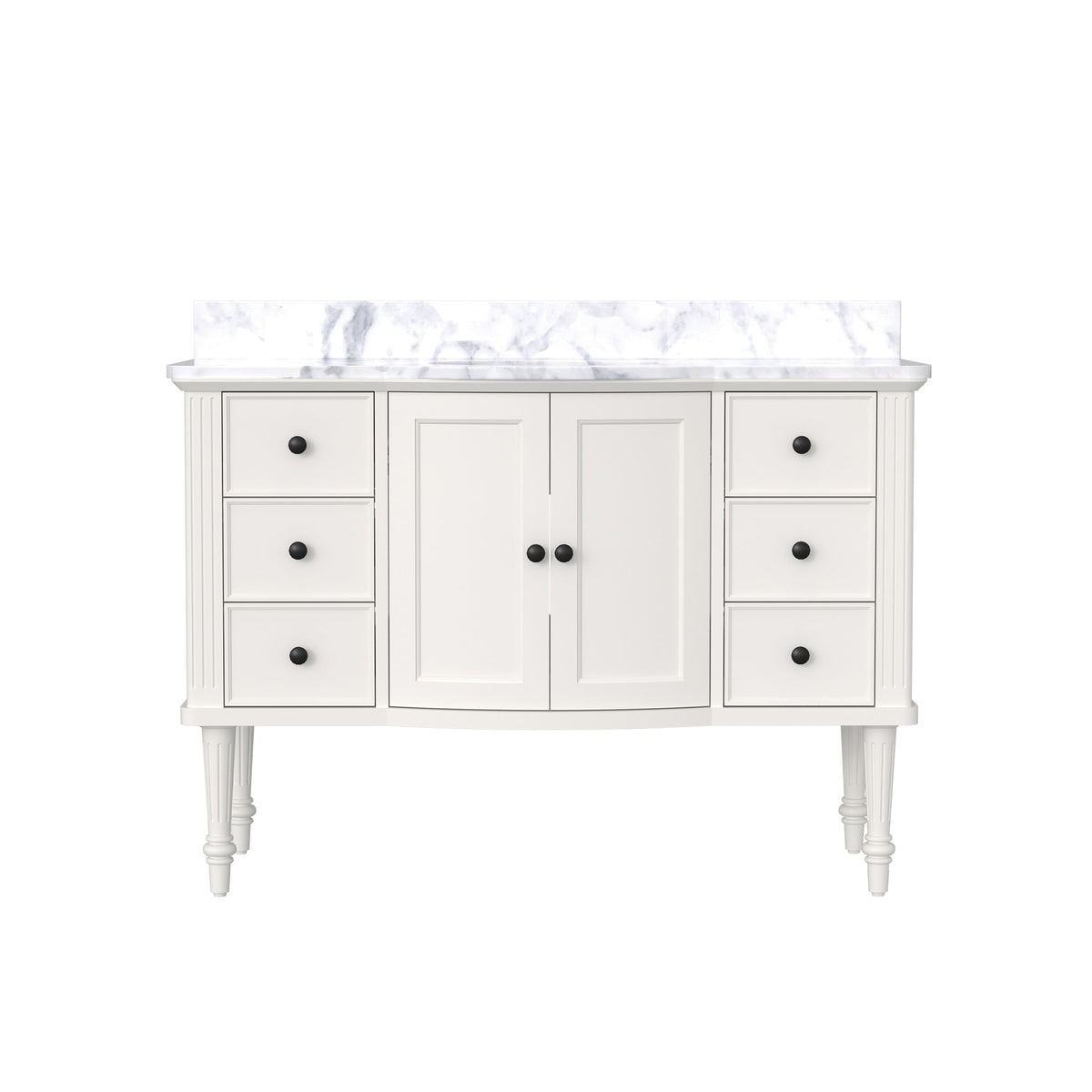 Elara 48" Single Sink Freestanding Bath Vanity with Stone Top, Solid Wood, Soft-Close, Assembled