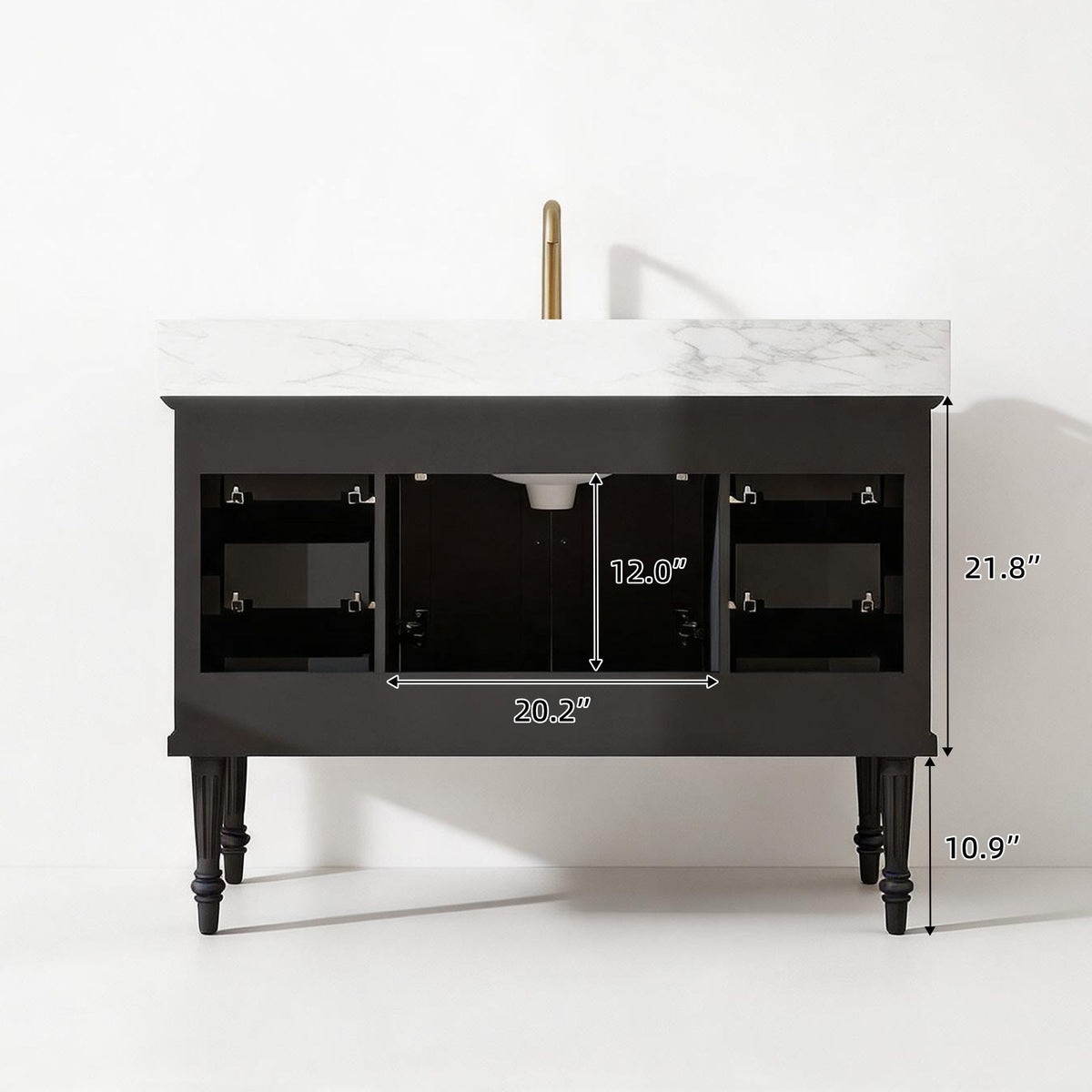 Elara 48" Single Sink Freestanding Bath Vanity with Stone Top, Solid Wood, Soft-Close, Assembled