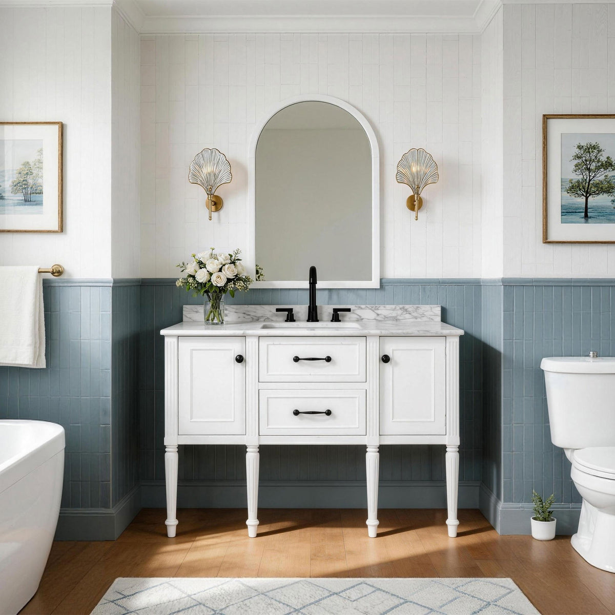 Modish 48" Single Sink Freestanding/Floating Bath Vanity with Stone Top, Solid Wood, Soft-Close, Assembled