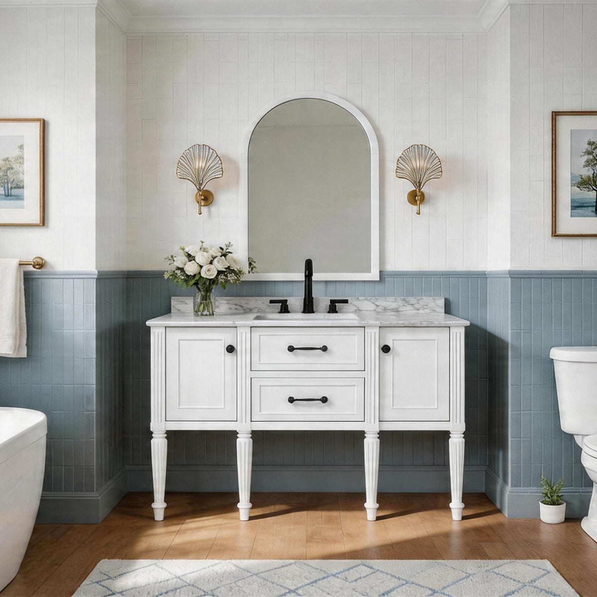 Modish 60" Single Sink Freestanding/Floating Bath Vanity with Stone Top, Solid Wood, Soft-Close, Assembled
