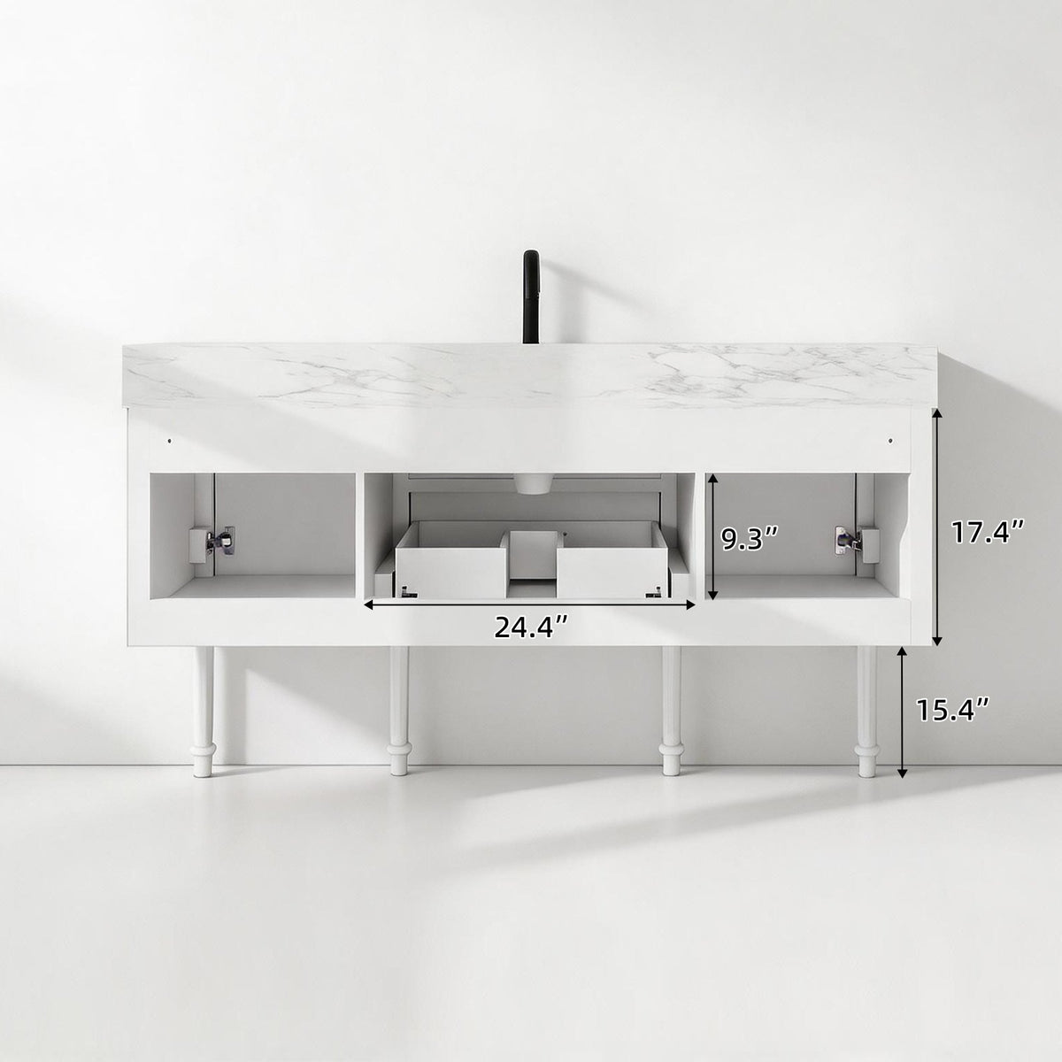 Modish 60" Single Sink Freestanding/Floating Bath Vanity with Stone Top, Solid Wood, Soft-Close, Assembled