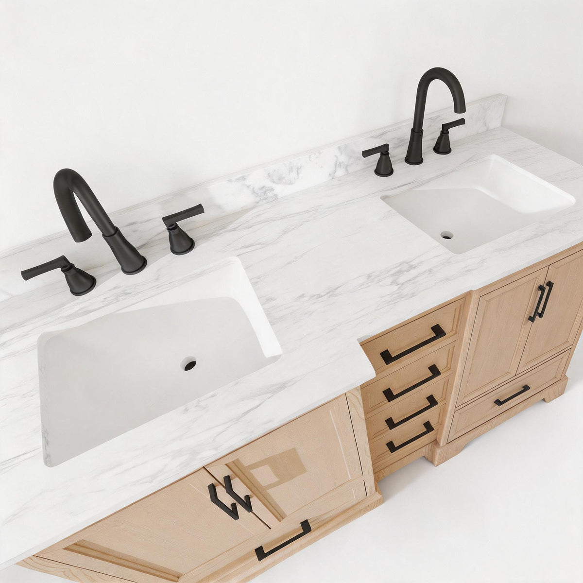 Nobilis 60" Double Sink Freestanding Bath Vanity with Stone Top, Solid Wood, Soft-Close, Assembled