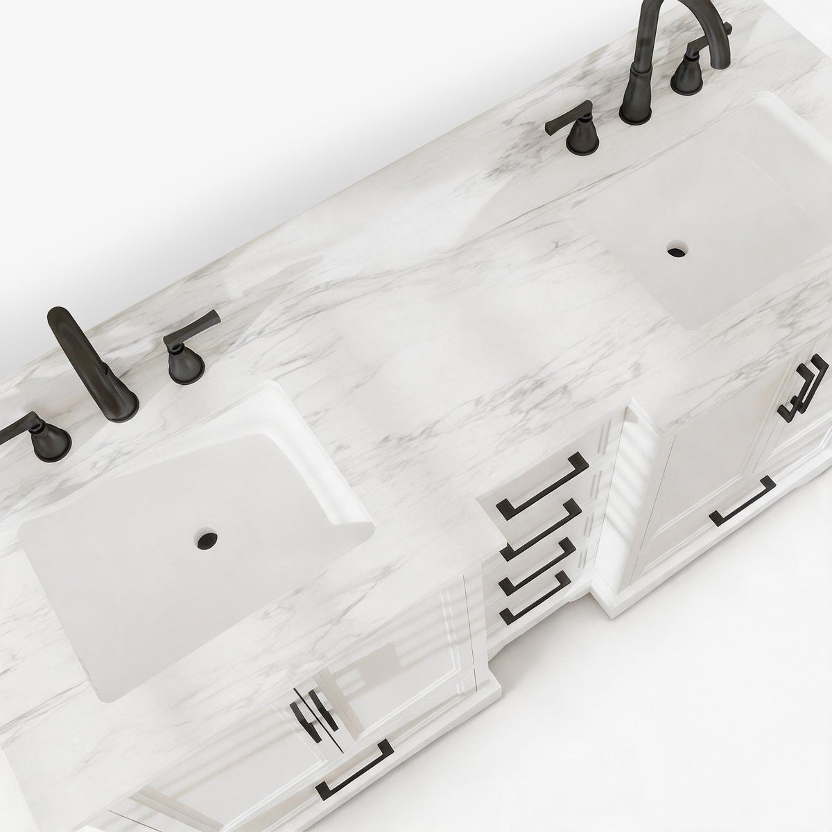 Nobilis 60" Double Sink Freestanding Bath Vanity with Stone Top, Solid Wood, Soft-Close, Assembled