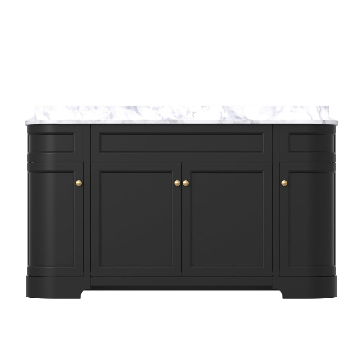 Opuluxe 60" Double Sink Freestanding Bath Vanity with Stone Top, Solid Wood, Soft-Close, Assembled