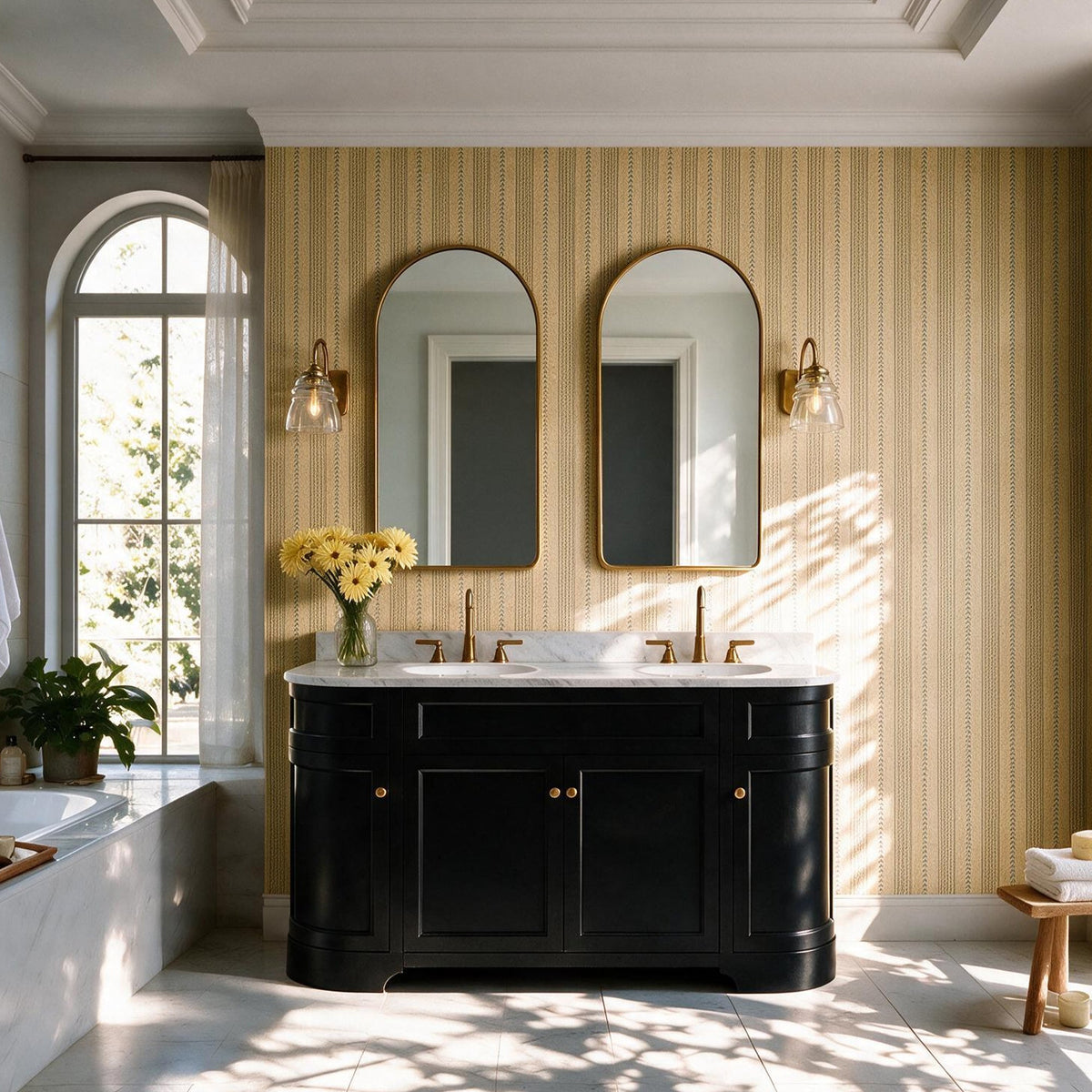 Opuluxe 60" Double Sink Freestanding Bath Vanity with Stone Top, Solid Wood, Soft-Close, Assembled