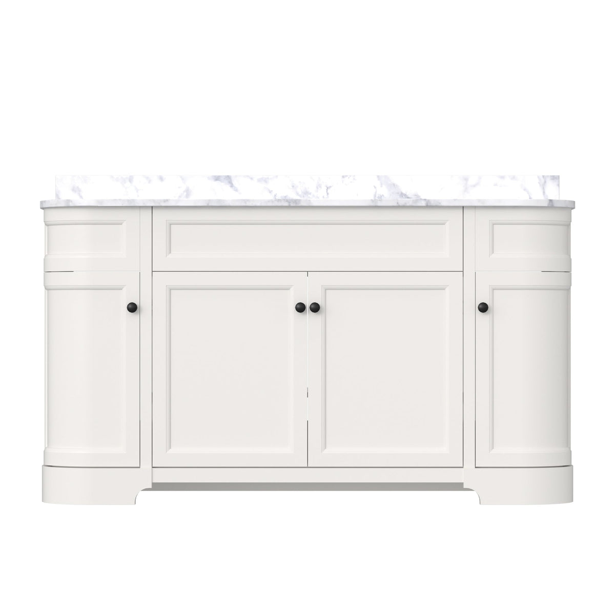 Opuluxe 60" Double Sink Freestanding Bath Vanity with Stone Top, Solid Wood, Soft-Close, Assembled