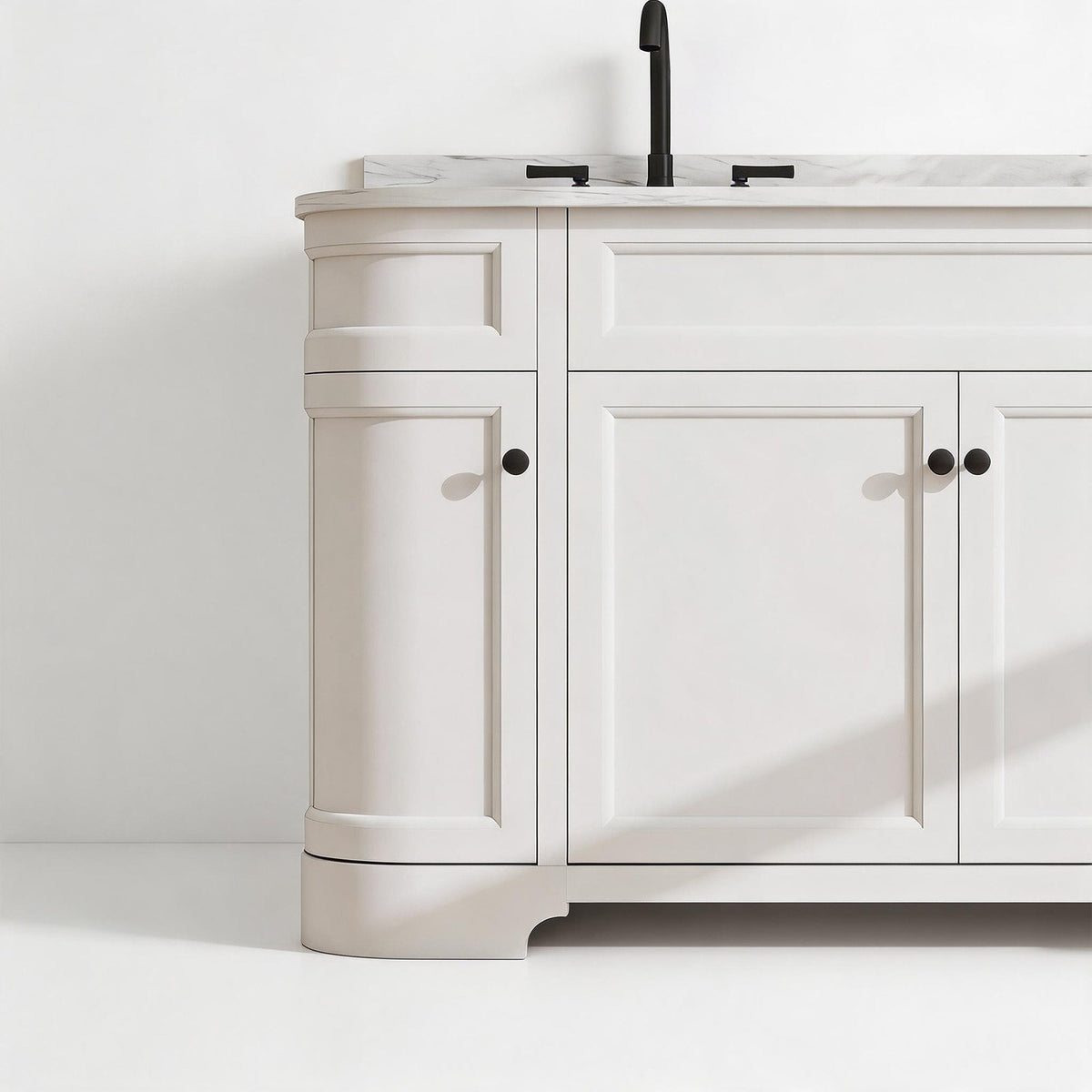 Opuluxe 60" Double Sink Freestanding Bath Vanity with Stone Top, Solid Wood, Soft-Close, Assembled