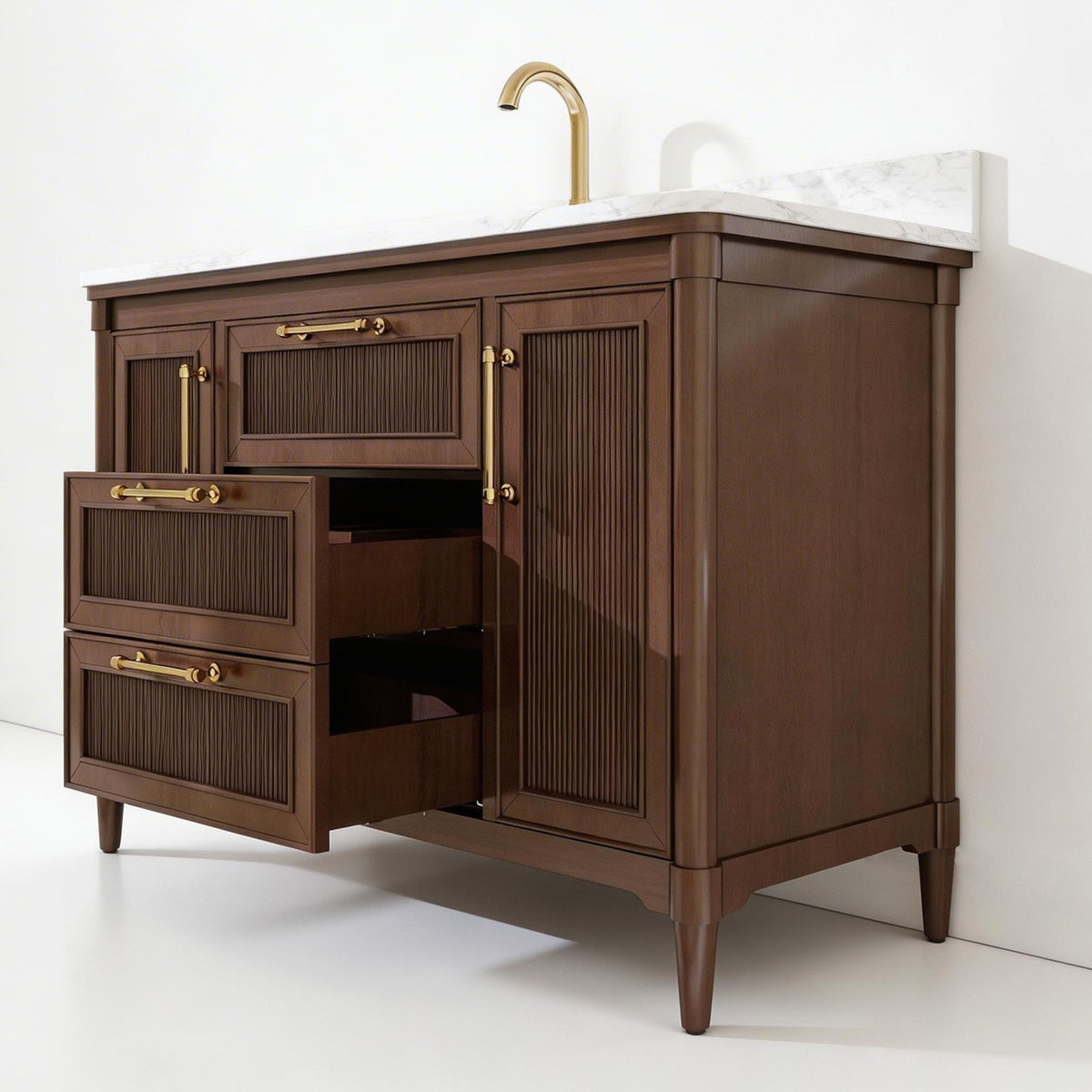 Vantara 48" Single Sink Freestanding Bath Vanity with Stone Top, Solid Wood, Soft-Close, Assembled