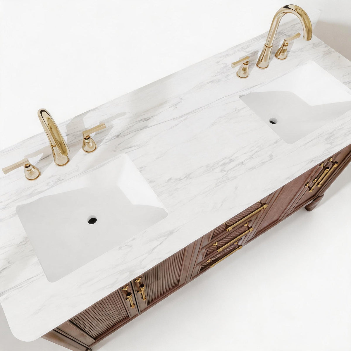 Vantara 60" Double Sink Freestanding Bath Vanity with Stone Top, Solid Wood, Soft-Close, Assembled