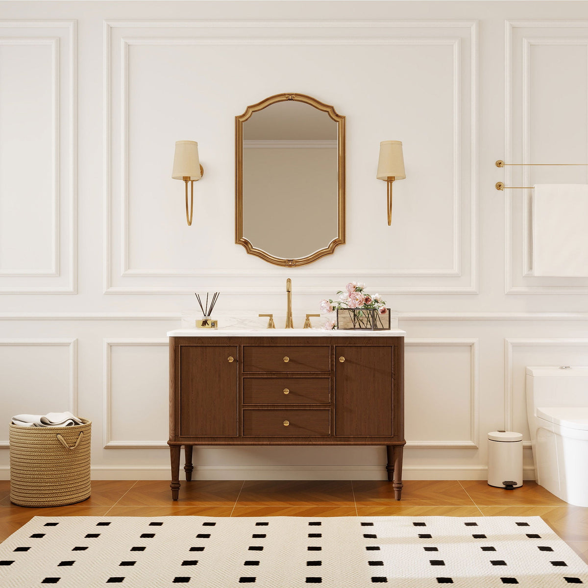 Verve 48" Single Sink Freestanding Bath Vanity with Stone Top, Solid Wood, Soft-Close, Assembled