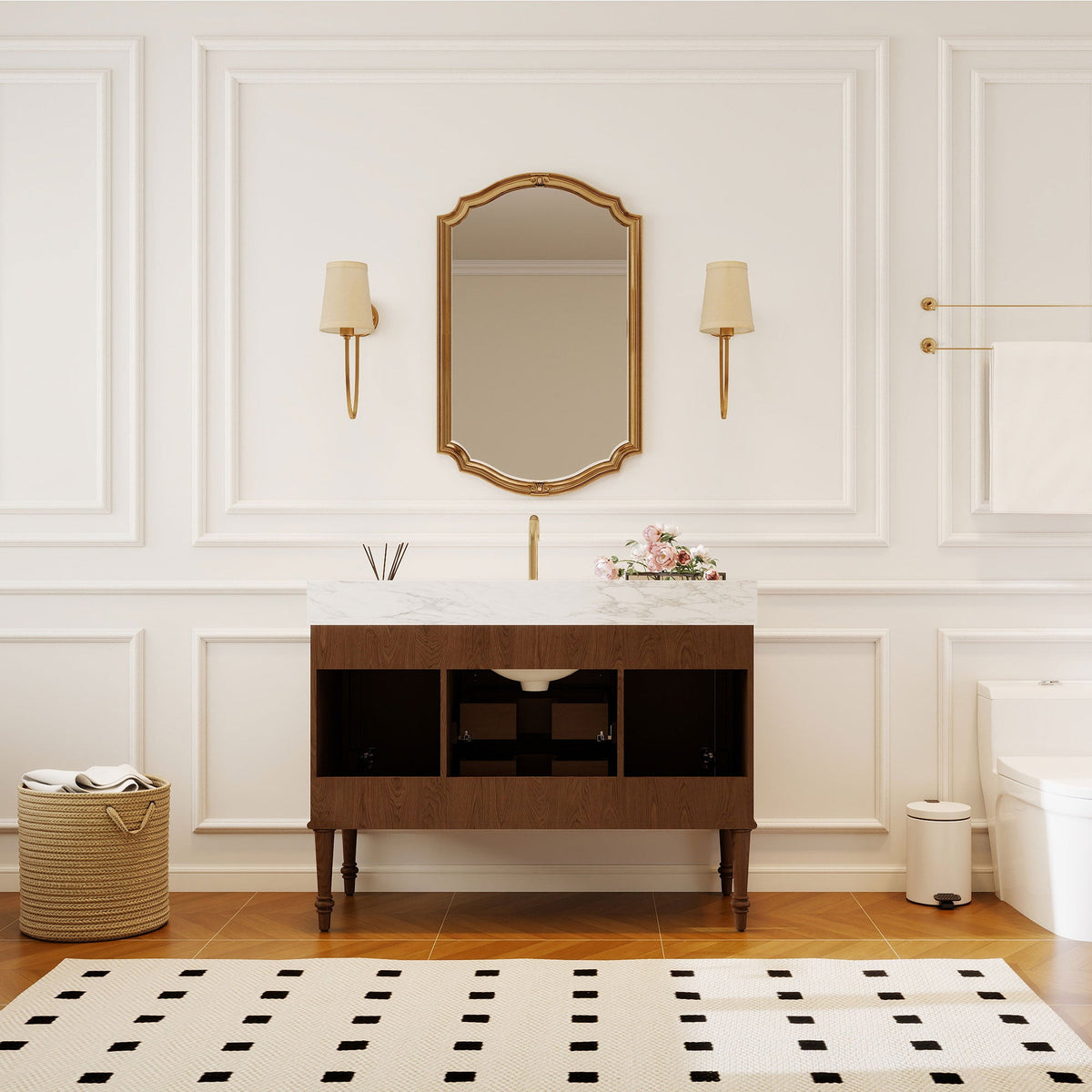 Verve 48" Single Sink Freestanding Bath Vanity with Stone Top, Solid Wood, Soft-Close, Assembled