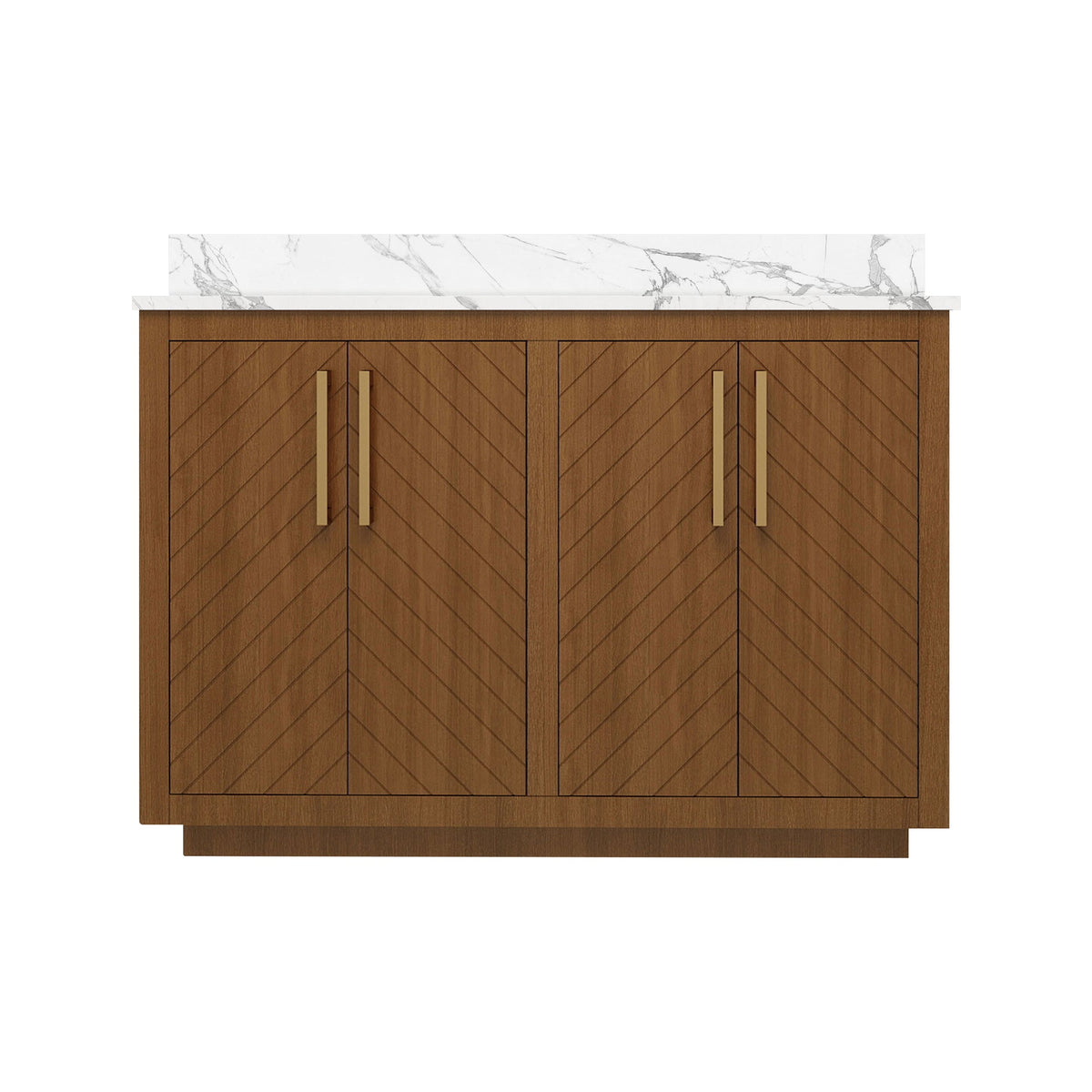 Zoom 48" Double Sink Freestanding Bath Vanity with Stone Top, Solid Wood, Soft-Close, Assembled