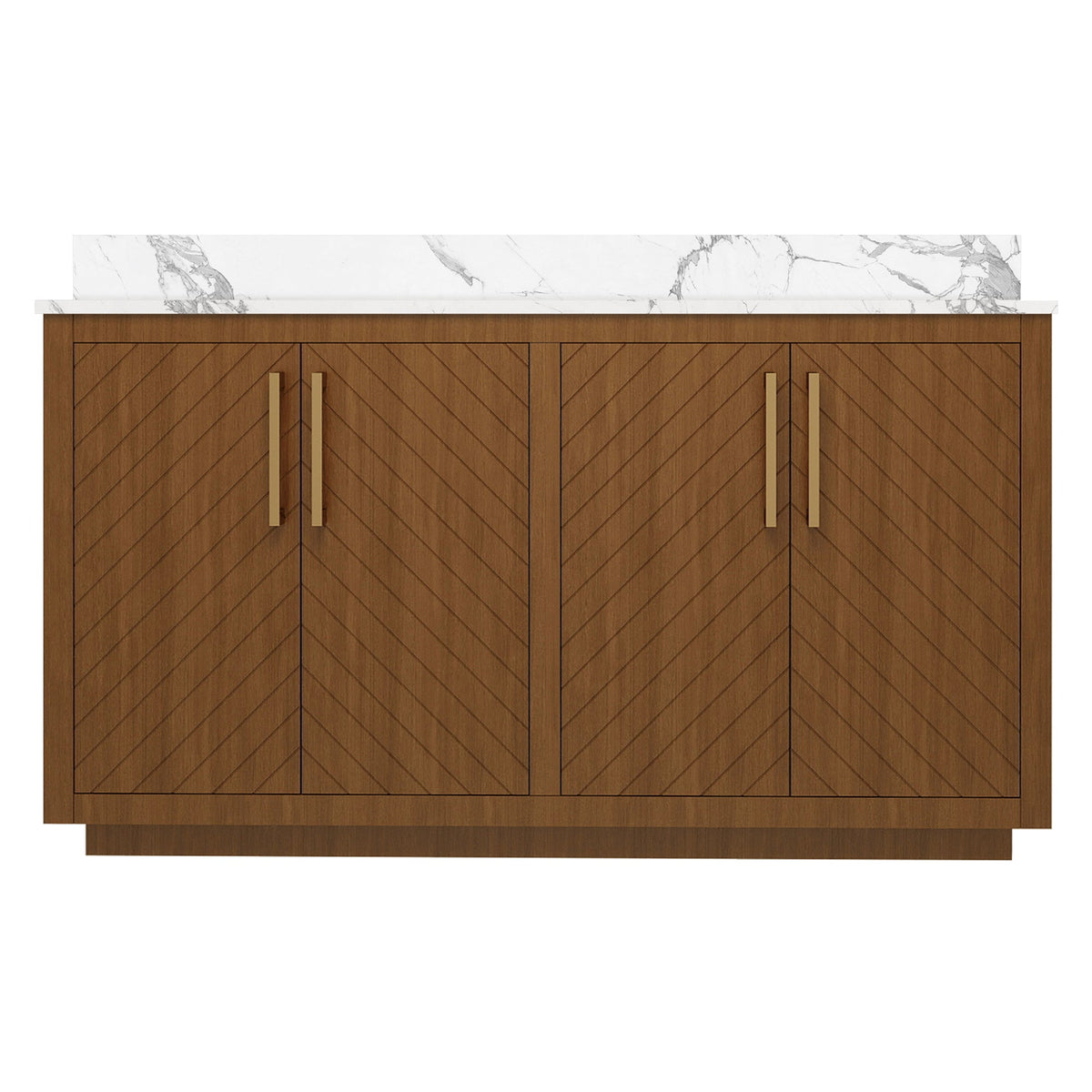 Zoom 60" Double Sink Freestanding Bath Vanity with Stone Top, Solid Wood, Soft-Close, Assembled