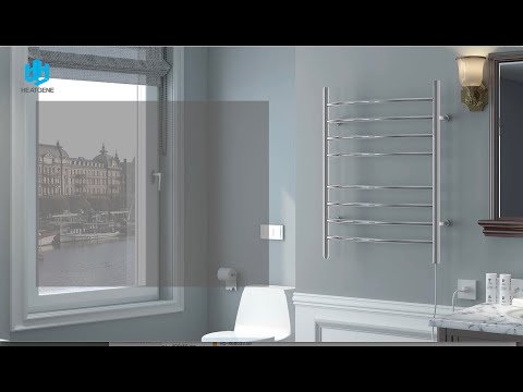 Towel Warmer 8 Curved Bar 24"x32" Plug-in, Wall-Mounted Brushed Polish