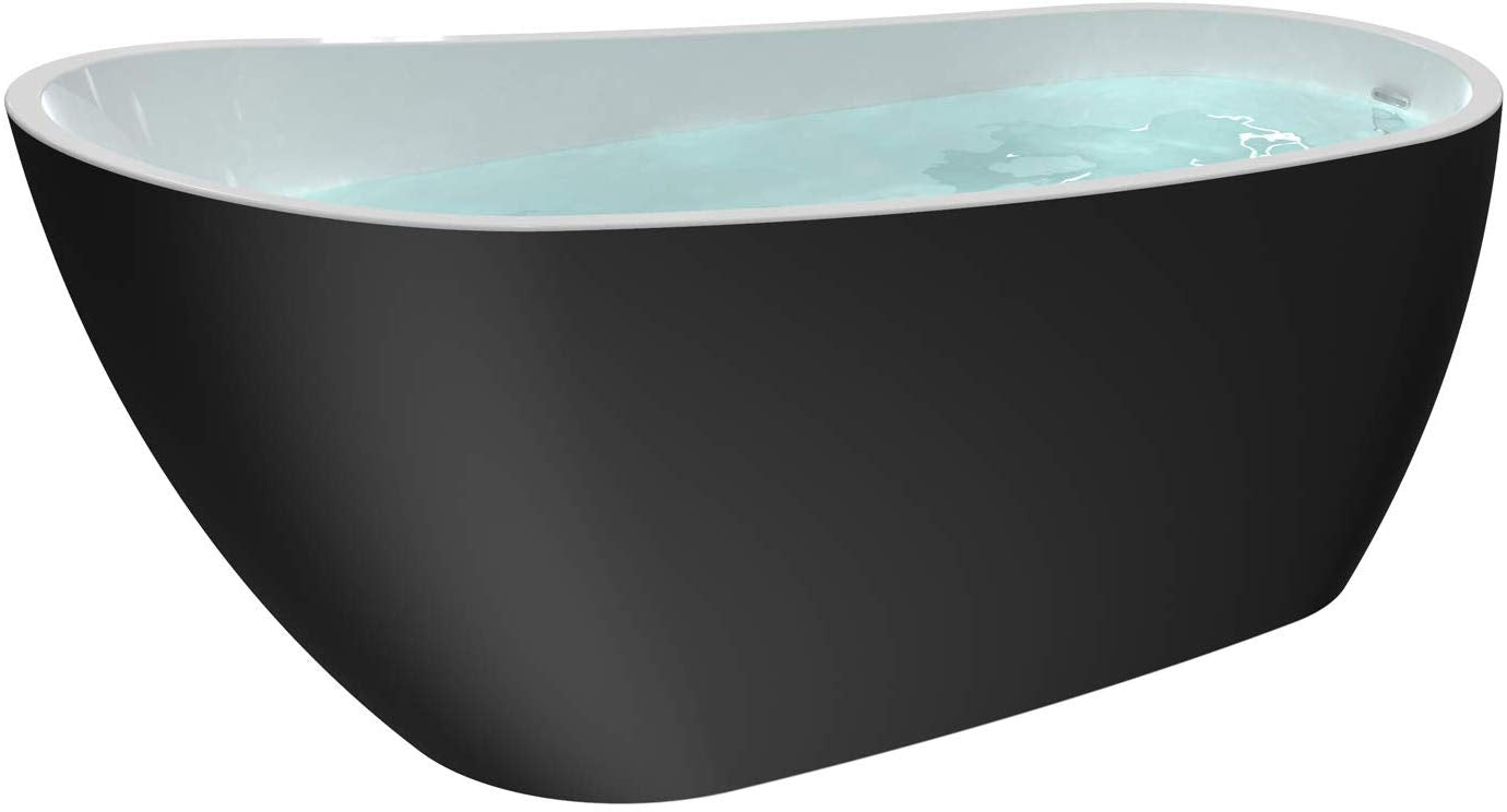Freestanding Bathtub 68" Acrylic UPC Certified - Matte Black (outside) & White (inside)
