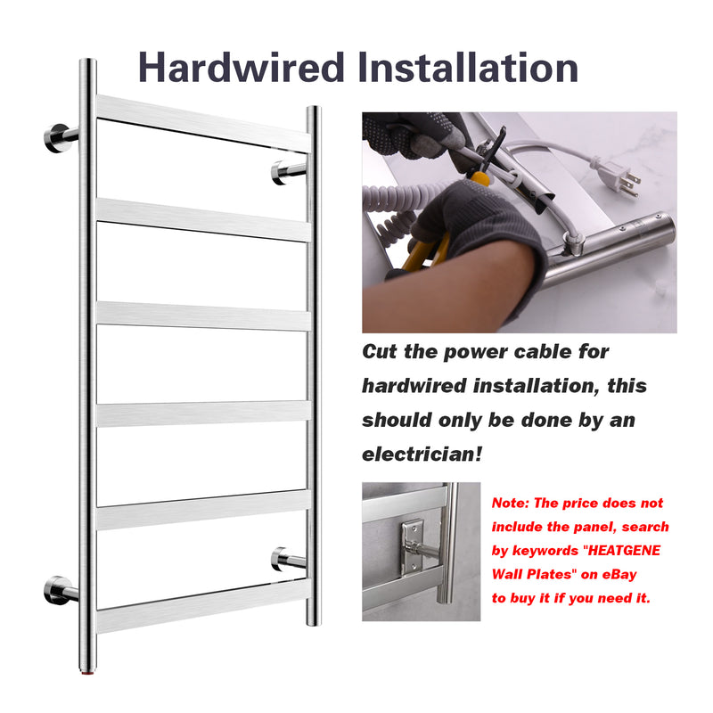 6 Flat Bar Wall-Mounted Hard Wired/Plug in Towel Warmer - HG-64137