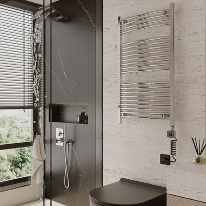 Towel Warmer Radiator 21 Curved Bars with Programmable Smart Control, 24"x40" Chrome