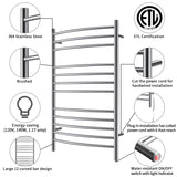 Towel Warmer 12 Curved Bar 24"x40" Hardwired/Plug-in